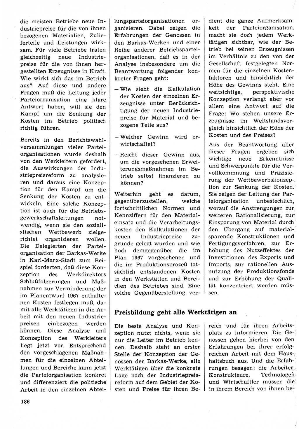 Neuer Weg (NW), Organ des Zentralkomitees (ZK) der SED (Sozialistische Einheitspartei Deutschlands) für Fragen des Parteilebens, 22. Jahrgang [Deutsche Demokratische Republik (DDR)] 1967, Seite 186 (NW ZK SED DDR 1967, S. 186)