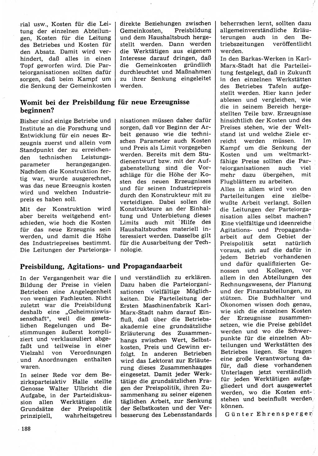 Neuer Weg (NW), Organ des Zentralkomitees (ZK) der SED (Sozialistische Einheitspartei Deutschlands) für Fragen des Parteilebens, 22. Jahrgang [Deutsche Demokratische Republik (DDR)] 1967, Seite 188 (NW ZK SED DDR 1967, S. 188)