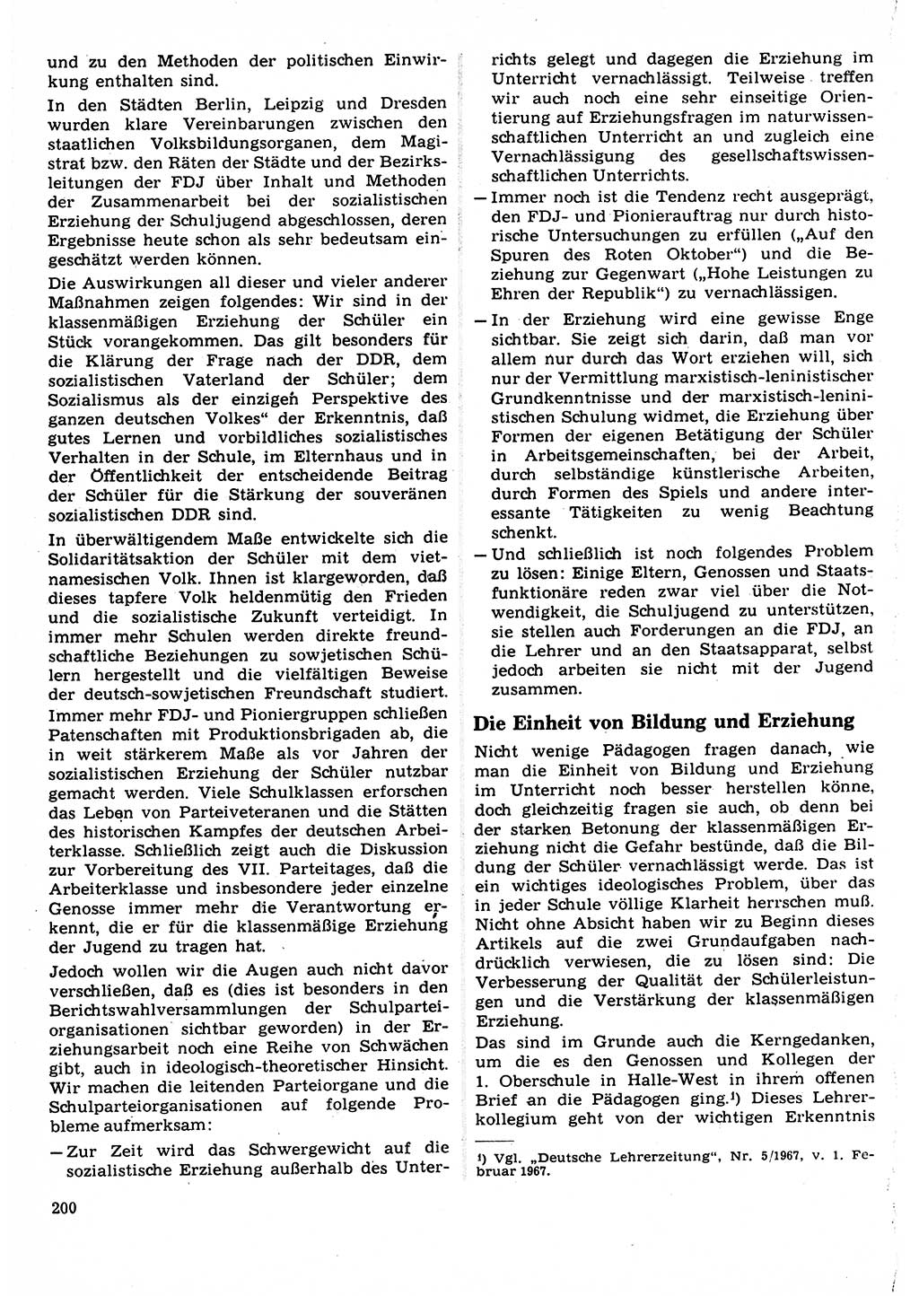 Neuer Weg (NW), Organ des Zentralkomitees (ZK) der SED (Sozialistische Einheitspartei Deutschlands) für Fragen des Parteilebens, 22. Jahrgang [Deutsche Demokratische Republik (DDR)] 1967, Seite 200 (NW ZK SED DDR 1967, S. 200)