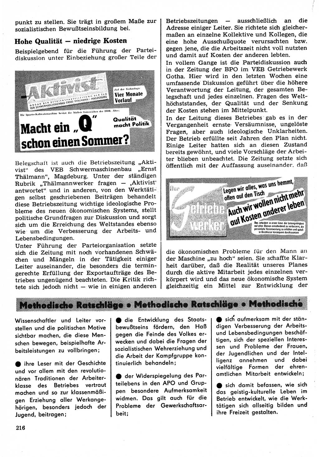 Neuer Weg (NW), Organ des Zentralkomitees (ZK) der SED (Sozialistische Einheitspartei Deutschlands) für Fragen des Parteilebens, 22. Jahrgang [Deutsche Demokratische Republik (DDR)] 1967, Seite 216 (NW ZK SED DDR 1967, S. 216)