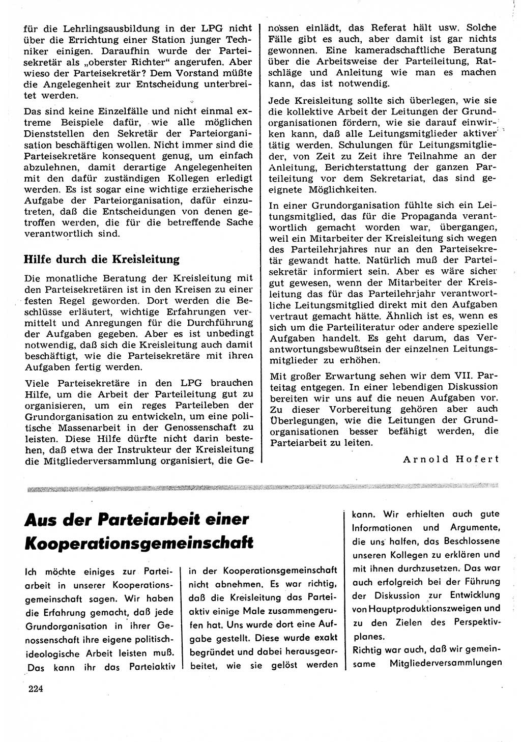Neuer Weg (NW), Organ des Zentralkomitees (ZK) der SED (Sozialistische Einheitspartei Deutschlands) für Fragen des Parteilebens, 22. Jahrgang [Deutsche Demokratische Republik (DDR)] 1967, Seite 224 (NW ZK SED DDR 1967, S. 224)