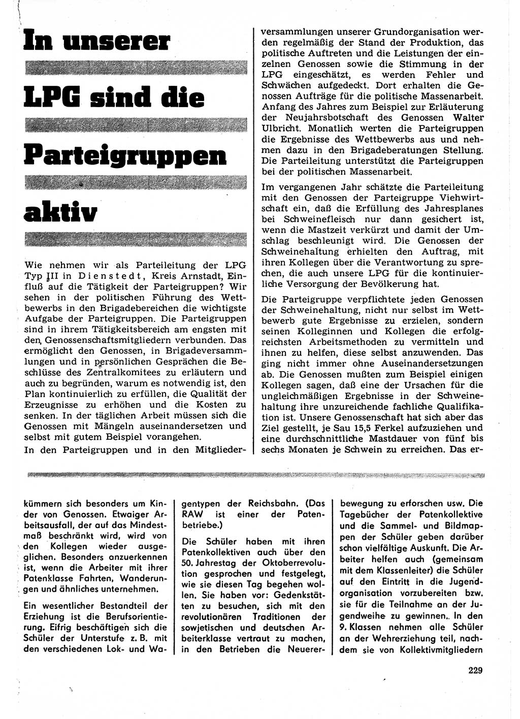 Neuer Weg (NW), Organ des Zentralkomitees (ZK) der SED (Sozialistische Einheitspartei Deutschlands) für Fragen des Parteilebens, 22. Jahrgang [Deutsche Demokratische Republik (DDR)] 1967, Seite 229 (NW ZK SED DDR 1967, S. 229)