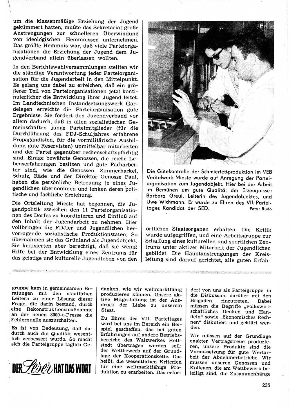 Neuer Weg (NW), Organ des Zentralkomitees (ZK) der SED (Sozialistische Einheitspartei Deutschlands) für Fragen des Parteilebens, 22. Jahrgang [Deutsche Demokratische Republik (DDR)] 1967, Seite 235 (NW ZK SED DDR 1967, S. 235)