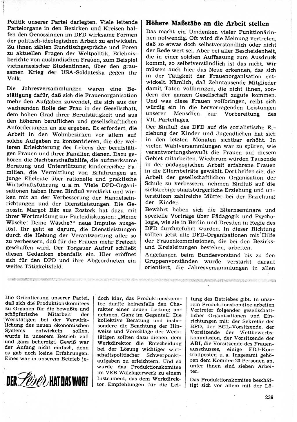 Neuer Weg (NW), Organ des Zentralkomitees (ZK) der SED (Sozialistische Einheitspartei Deutschlands) für Fragen des Parteilebens, 22. Jahrgang [Deutsche Demokratische Republik (DDR)] 1967, Seite 239 (NW ZK SED DDR 1967, S. 239)