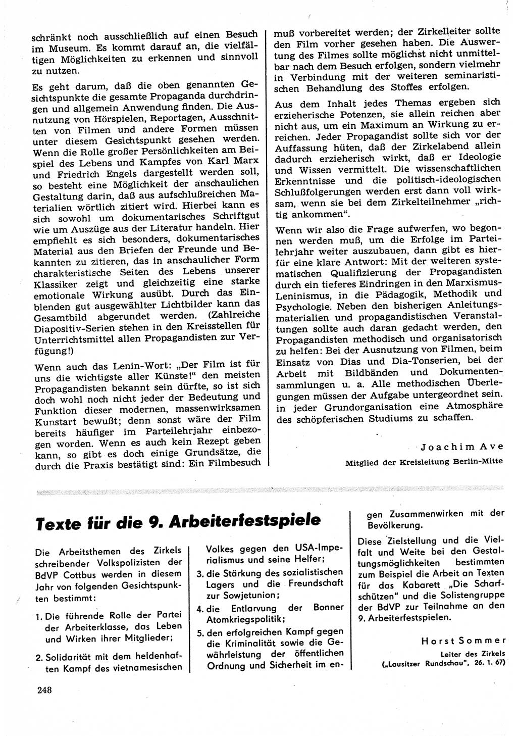 Neuer Weg (NW), Organ des Zentralkomitees (ZK) der SED (Sozialistische Einheitspartei Deutschlands) für Fragen des Parteilebens, 22. Jahrgang [Deutsche Demokratische Republik (DDR)] 1967, Seite 248 (NW ZK SED DDR 1967, S. 248)