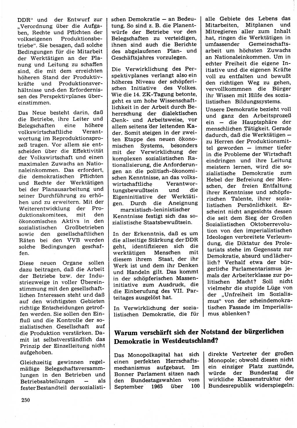 Neuer Weg (NW), Organ des Zentralkomitees (ZK) der SED (Sozialistische Einheitspartei Deutschlands) für Fragen des Parteilebens, 22. Jahrgang [Deutsche Demokratische Republik (DDR)] 1967, Seite 250 (NW ZK SED DDR 1967, S. 250)