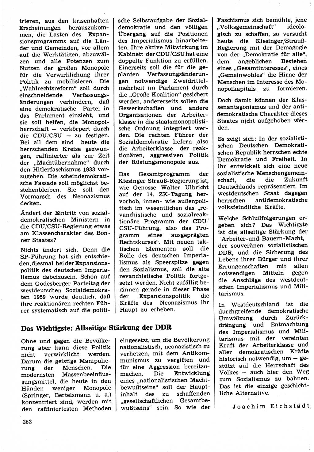 Neuer Weg (NW), Organ des Zentralkomitees (ZK) der SED (Sozialistische Einheitspartei Deutschlands) für Fragen des Parteilebens, 22. Jahrgang [Deutsche Demokratische Republik (DDR)] 1967, Seite 252 (NW ZK SED DDR 1967, S. 252)