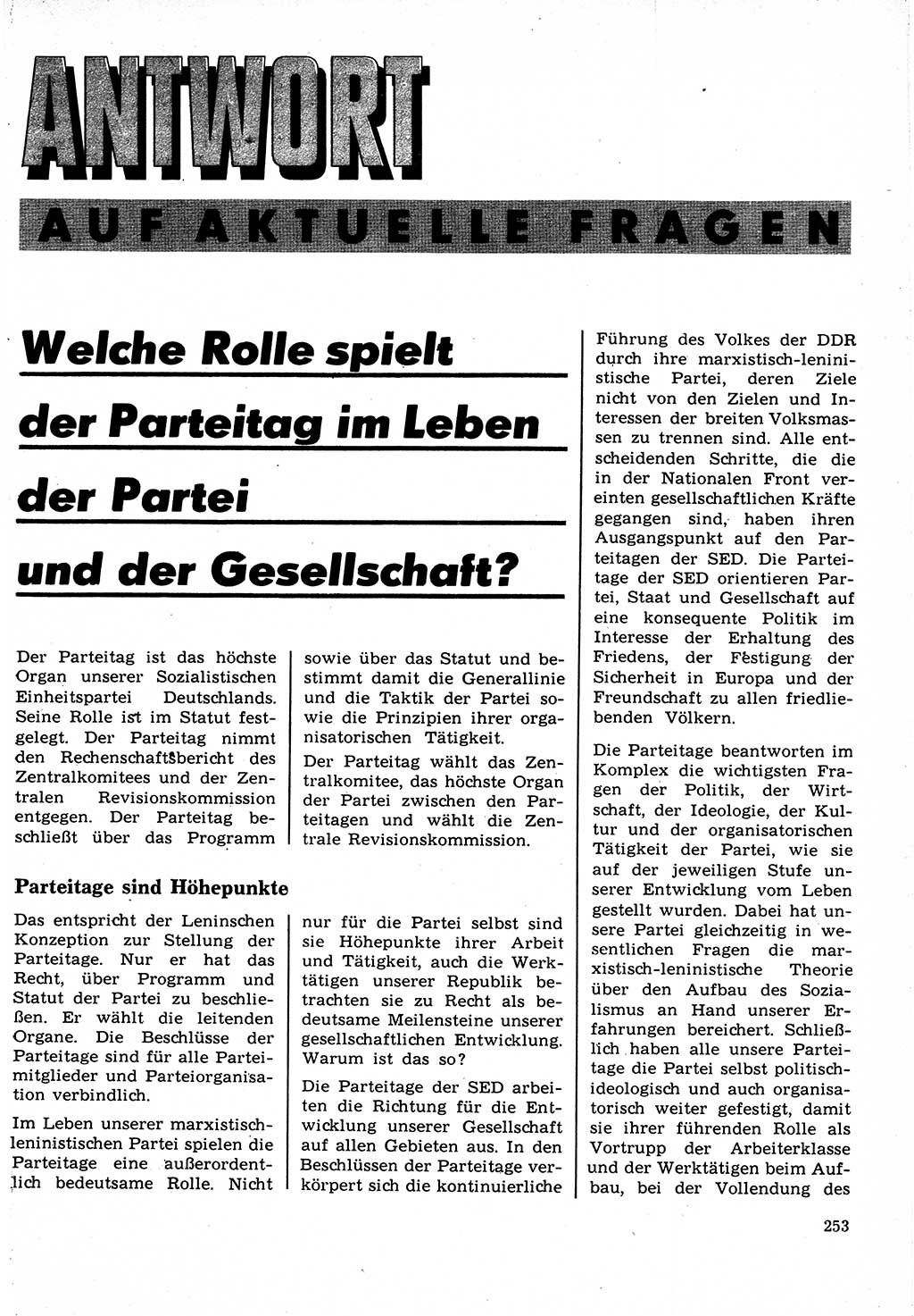 Neuer Weg (NW), Organ des Zentralkomitees (ZK) der SED (Sozialistische Einheitspartei Deutschlands) für Fragen des Parteilebens, 22. Jahrgang [Deutsche Demokratische Republik (DDR)] 1967, Seite 253 (NW ZK SED DDR 1967, S. 253)