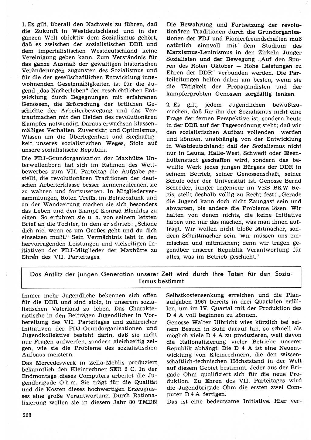 Neuer Weg (NW), Organ des Zentralkomitees (ZK) der SED (Sozialistische Einheitspartei Deutschlands) für Fragen des Parteilebens, 22. Jahrgang [Deutsche Demokratische Republik (DDR)] 1967, Seite 268 (NW ZK SED DDR 1967, S. 268)