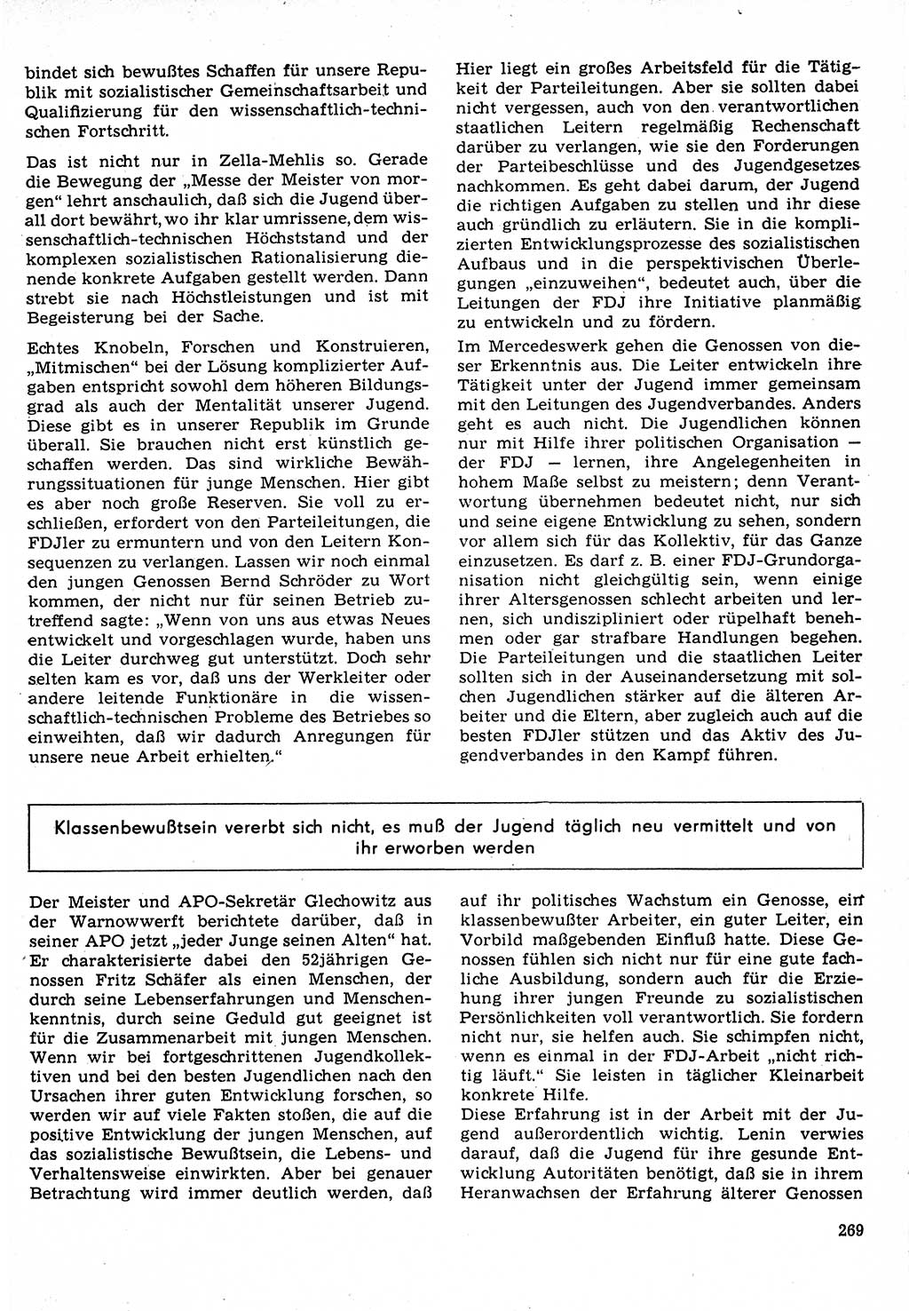 Neuer Weg (NW), Organ des Zentralkomitees (ZK) der SED (Sozialistische Einheitspartei Deutschlands) für Fragen des Parteilebens, 22. Jahrgang [Deutsche Demokratische Republik (DDR)] 1967, Seite 269 (NW ZK SED DDR 1967, S. 269)