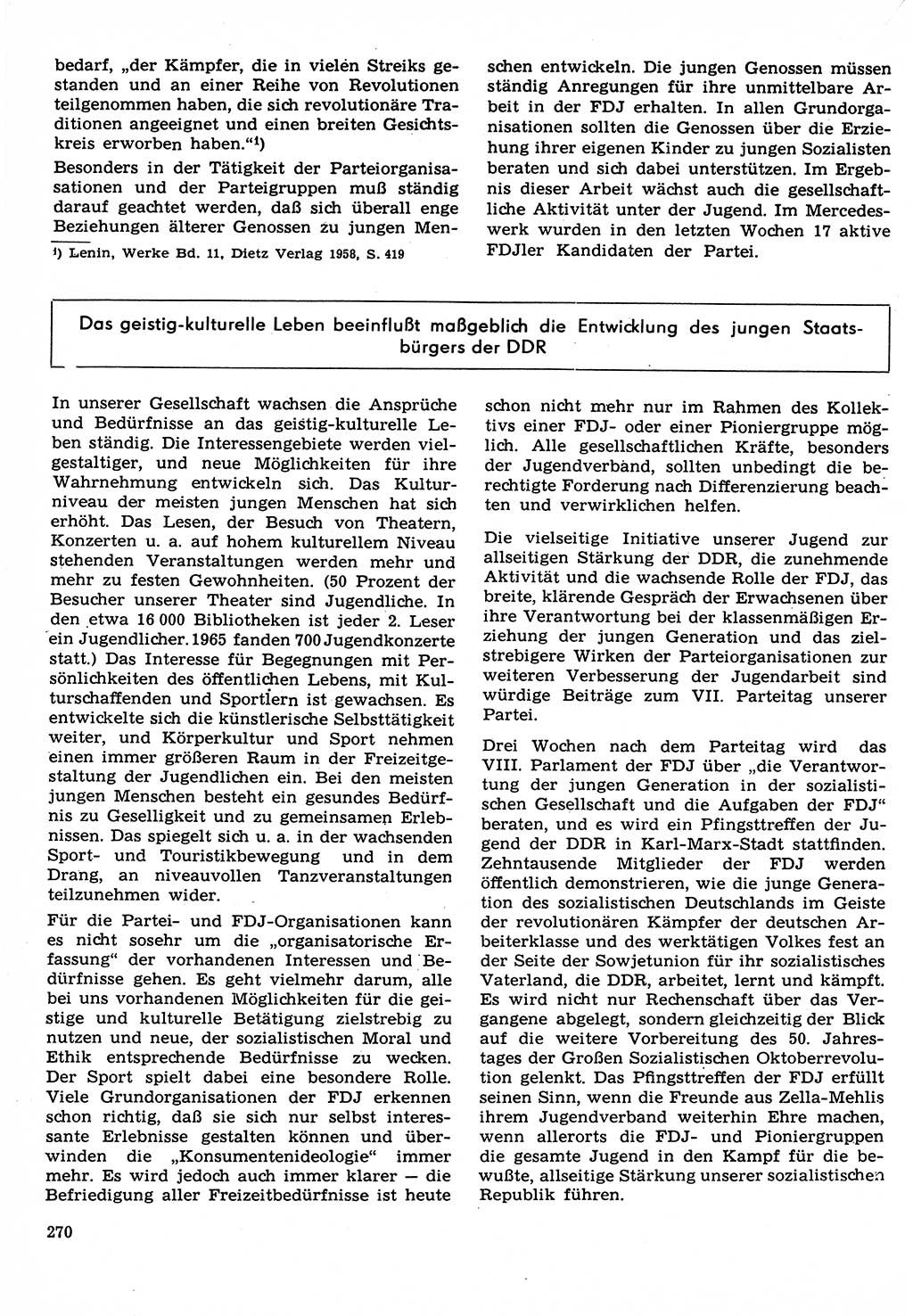 Neuer Weg (NW), Organ des Zentralkomitees (ZK) der SED (Sozialistische Einheitspartei Deutschlands) für Fragen des Parteilebens, 22. Jahrgang [Deutsche Demokratische Republik (DDR)] 1967, Seite 270 (NW ZK SED DDR 1967, S. 270)