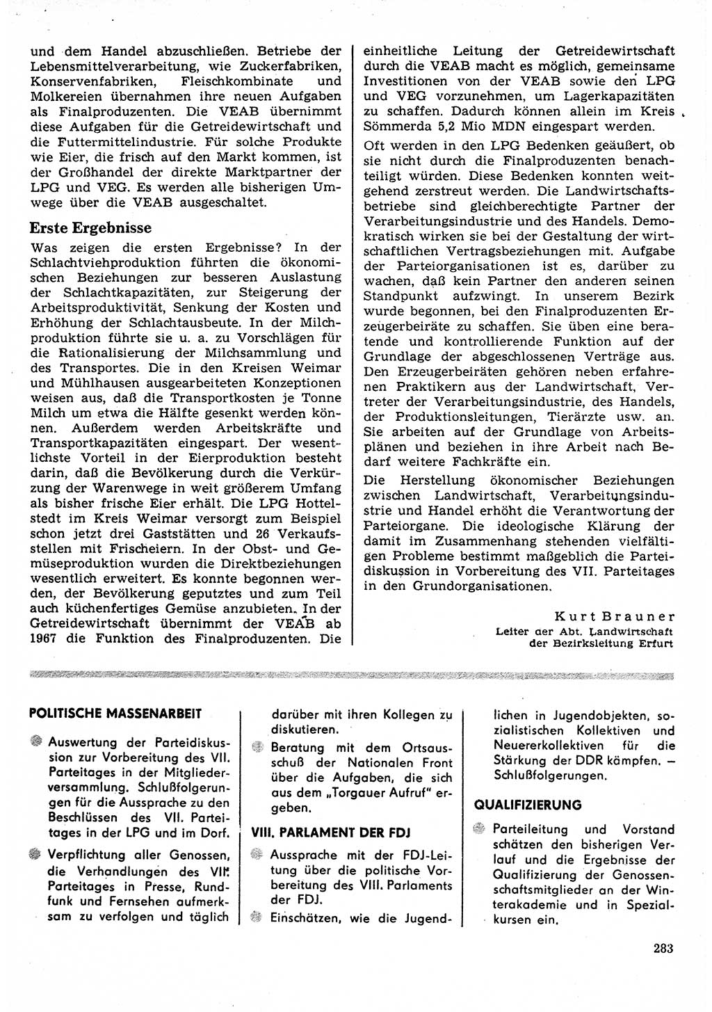 Neuer Weg (NW), Organ des Zentralkomitees (ZK) der SED (Sozialistische Einheitspartei Deutschlands) für Fragen des Parteilebens, 22. Jahrgang [Deutsche Demokratische Republik (DDR)] 1967, Seite 283 (NW ZK SED DDR 1967, S. 283)