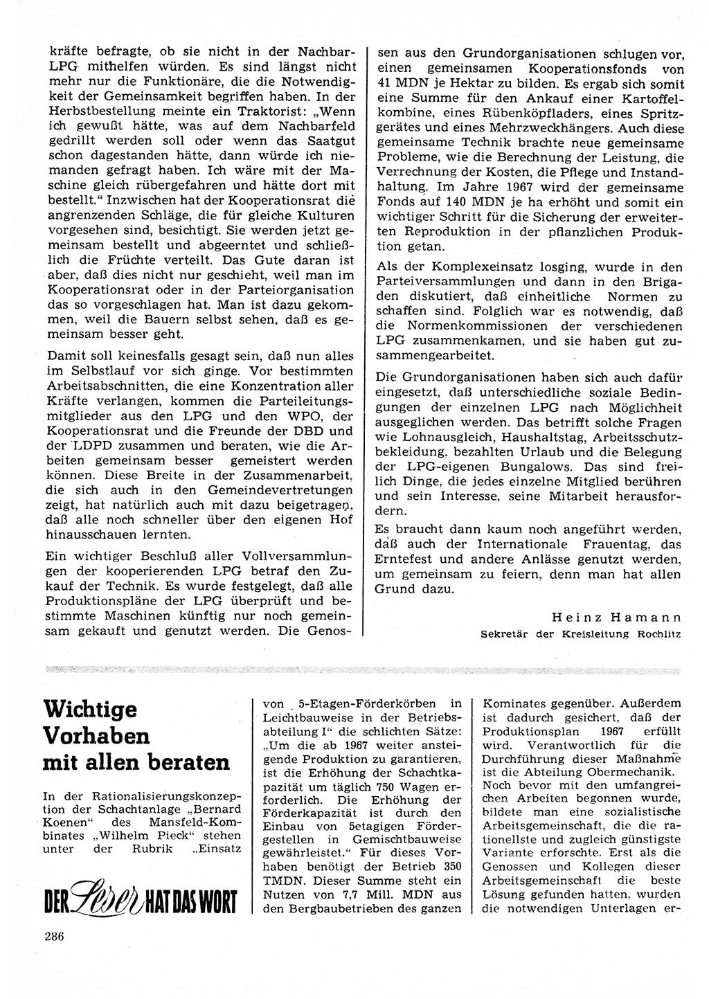 Neuer Weg (NW), Organ des Zentralkomitees (ZK) der SED (Sozialistische Einheitspartei Deutschlands) für Fragen des Parteilebens, 22. Jahrgang [Deutsche Demokratische Republik (DDR)] 1967, Seite 286 (NW ZK SED DDR 1967, S. 286)