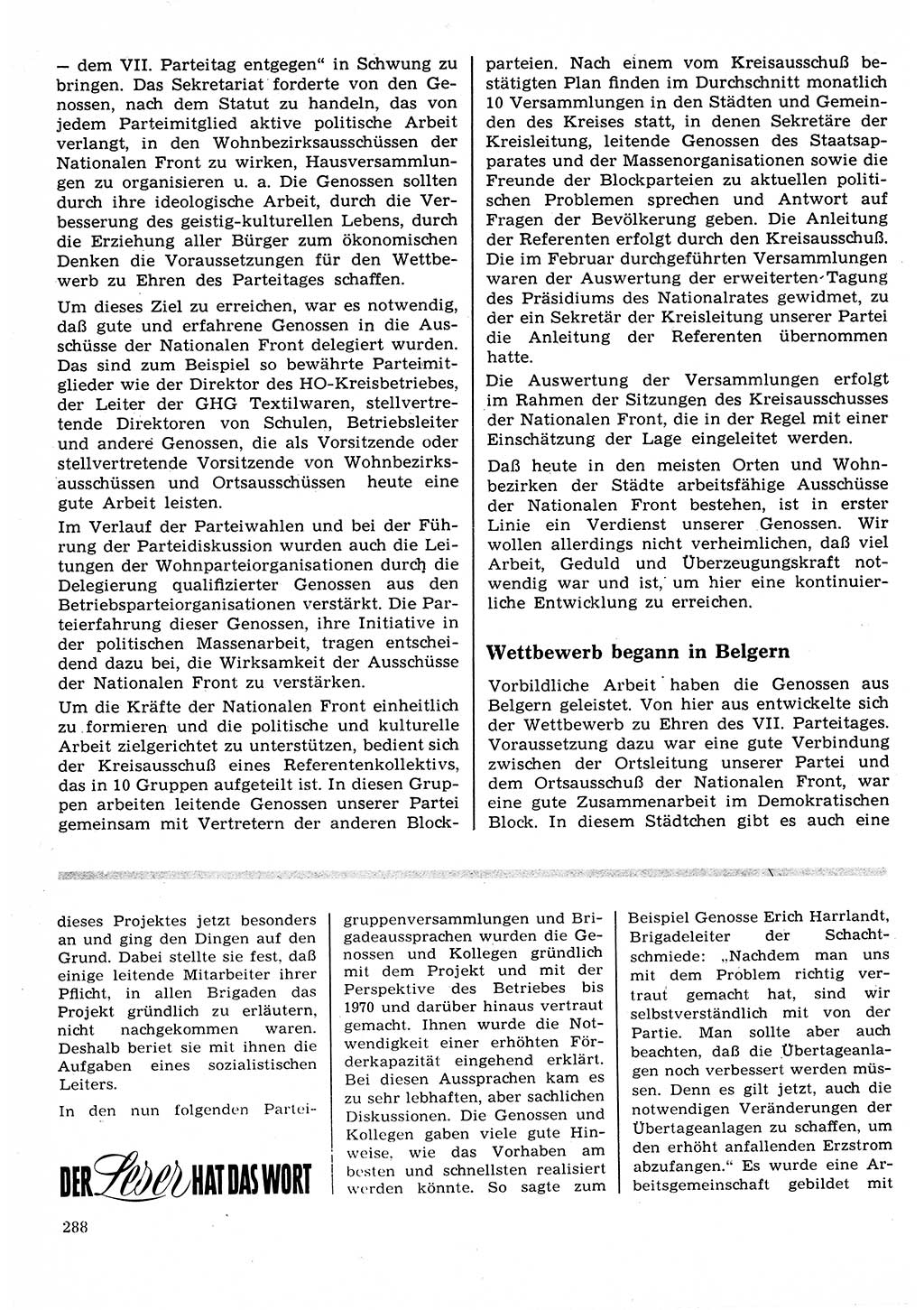 Neuer Weg (NW), Organ des Zentralkomitees (ZK) der SED (Sozialistische Einheitspartei Deutschlands) für Fragen des Parteilebens, 22. Jahrgang [Deutsche Demokratische Republik (DDR)] 1967, Seite 288 (NW ZK SED DDR 1967, S. 288)