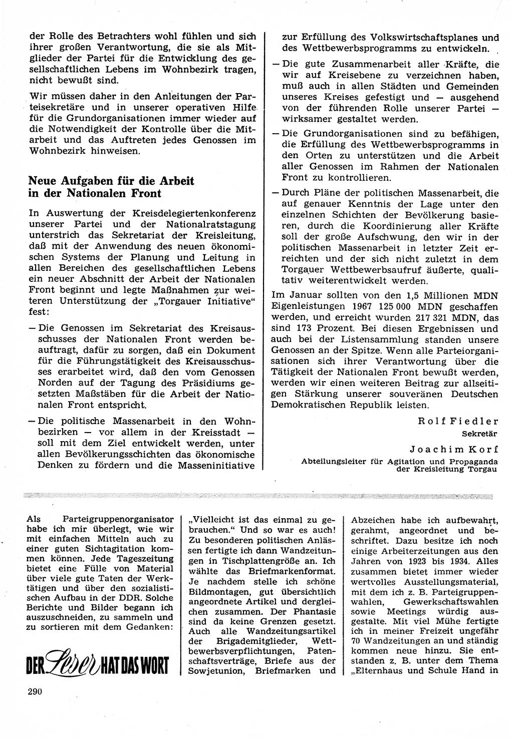 Neuer Weg (NW), Organ des Zentralkomitees (ZK) der SED (Sozialistische Einheitspartei Deutschlands) für Fragen des Parteilebens, 22. Jahrgang [Deutsche Demokratische Republik (DDR)] 1967, Seite 290 (NW ZK SED DDR 1967, S. 290)