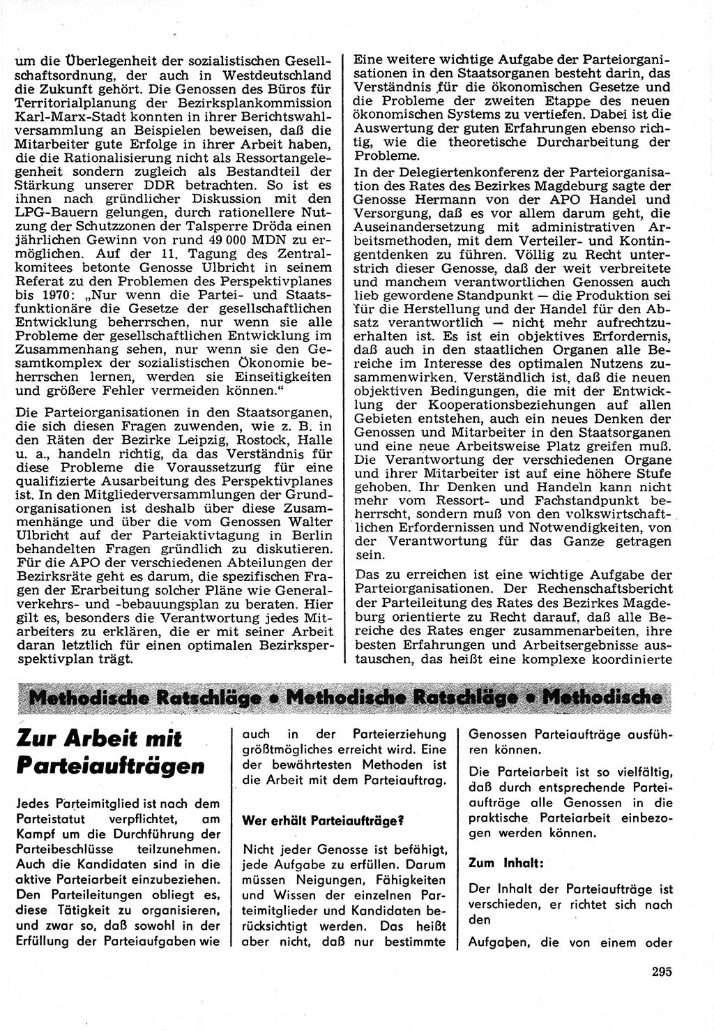 Neuer Weg (NW), Organ des Zentralkomitees (ZK) der SED (Sozialistische Einheitspartei Deutschlands) für Fragen des Parteilebens, 22. Jahrgang [Deutsche Demokratische Republik (DDR)] 1967, Seite 295 (NW ZK SED DDR 1967, S. 295)