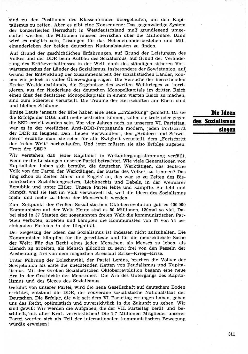 Neuer Weg (NW), Organ des Zentralkomitees (ZK) der SED (Sozialistische Einheitspartei Deutschlands) für Fragen des Parteilebens, 22. Jahrgang [Deutsche Demokratische Republik (DDR)] 1967, Seite 311 (NW ZK SED DDR 1967, S. 311)