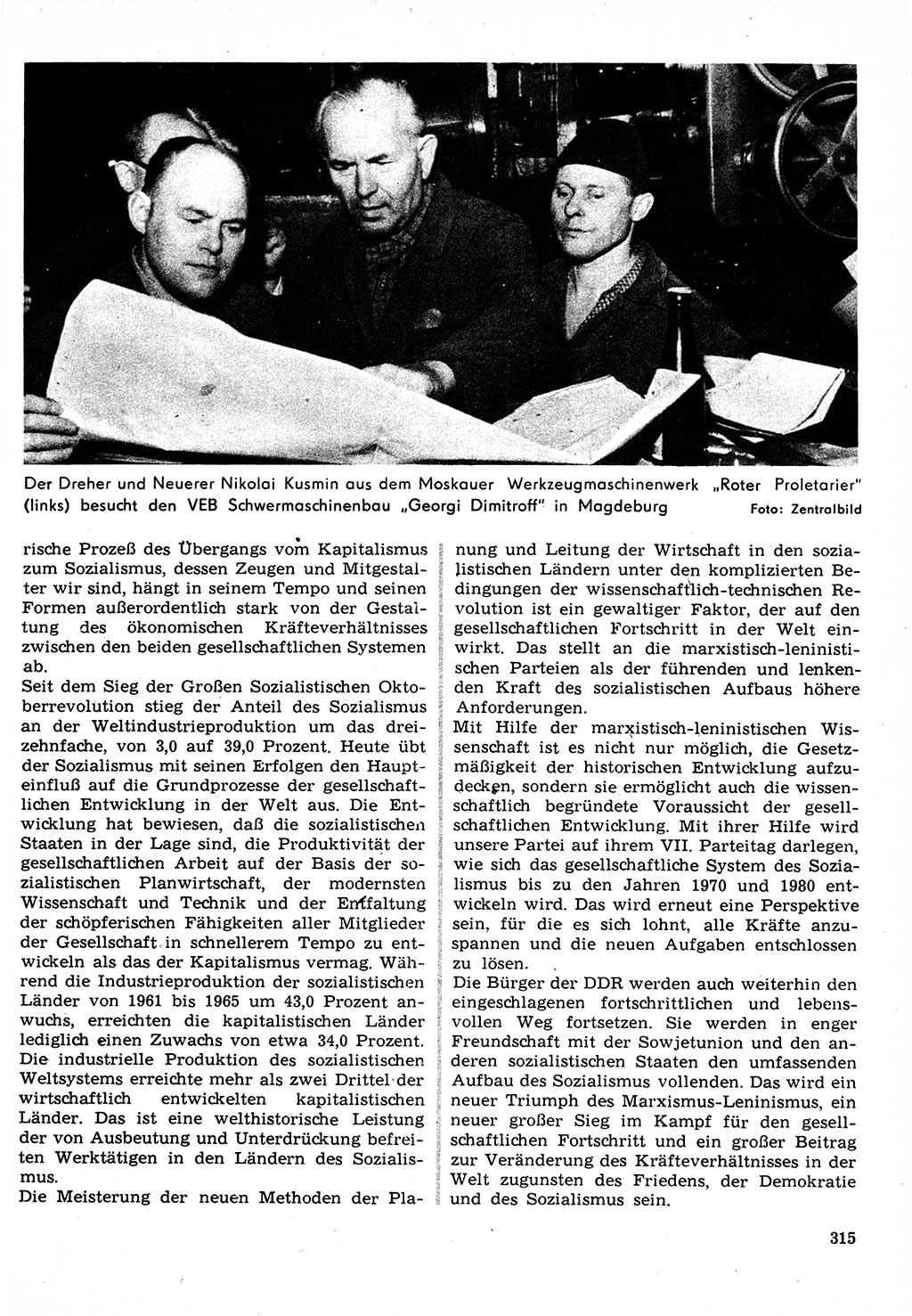 Neuer Weg (NW), Organ des Zentralkomitees (ZK) der SED (Sozialistische Einheitspartei Deutschlands) für Fragen des Parteilebens, 22. Jahrgang [Deutsche Demokratische Republik (DDR)] 1967, Seite 315 (NW ZK SED DDR 1967, S. 315)