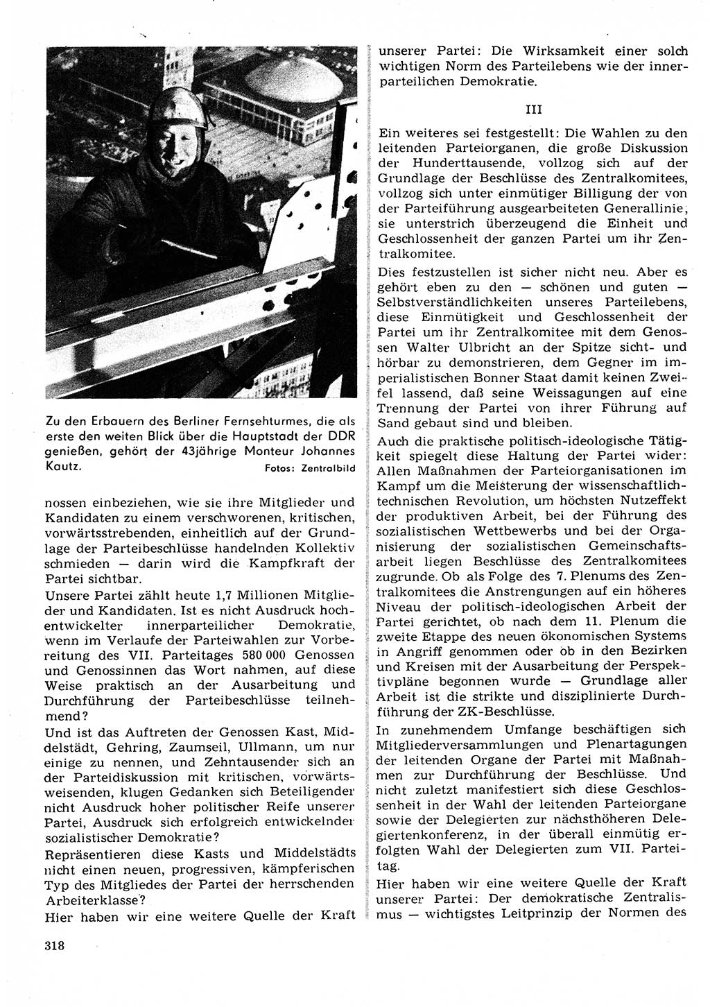 Neuer Weg (NW), Organ des Zentralkomitees (ZK) der SED (Sozialistische Einheitspartei Deutschlands) fÃ¼r Fragen des Parteilebens, 22. Jahrgang [Deutsche Demokratische Republik (DDR)] 1967, Seite 318 (NW ZK SED DDR 1967, S. 318)