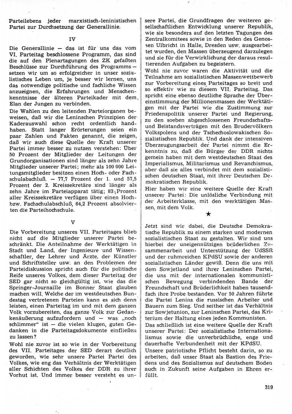 Neuer Weg (NW), Organ des Zentralkomitees (ZK) der SED (Sozialistische Einheitspartei Deutschlands) für Fragen des Parteilebens, 22. Jahrgang [Deutsche Demokratische Republik (DDR)] 1967, Seite 319 (NW ZK SED DDR 1967, S. 319)