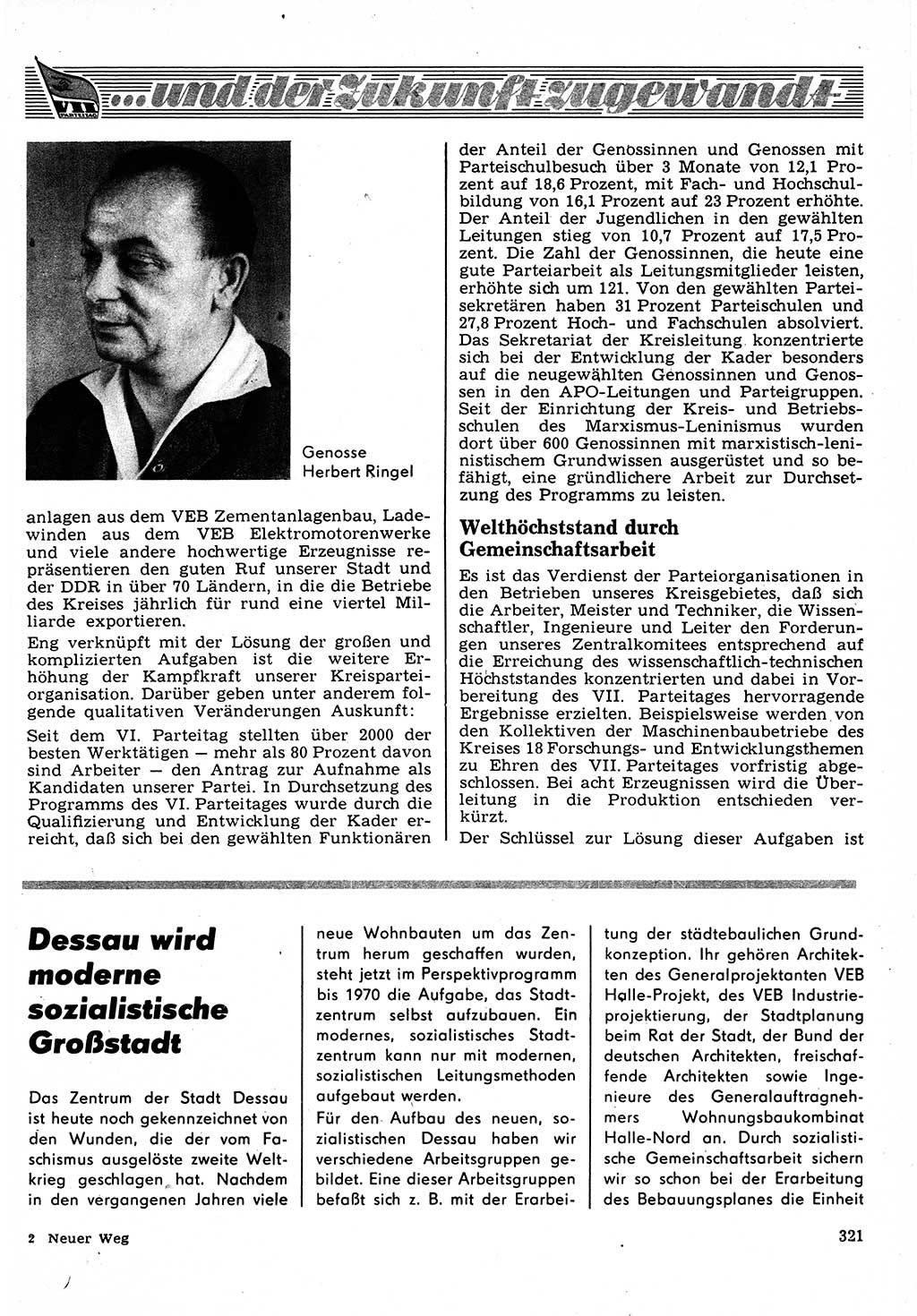 Neuer Weg (NW), Organ des Zentralkomitees (ZK) der SED (Sozialistische Einheitspartei Deutschlands) für Fragen des Parteilebens, 22. Jahrgang [Deutsche Demokratische Republik (DDR)] 1967, Seite 321 (NW ZK SED DDR 1967, S. 321)
