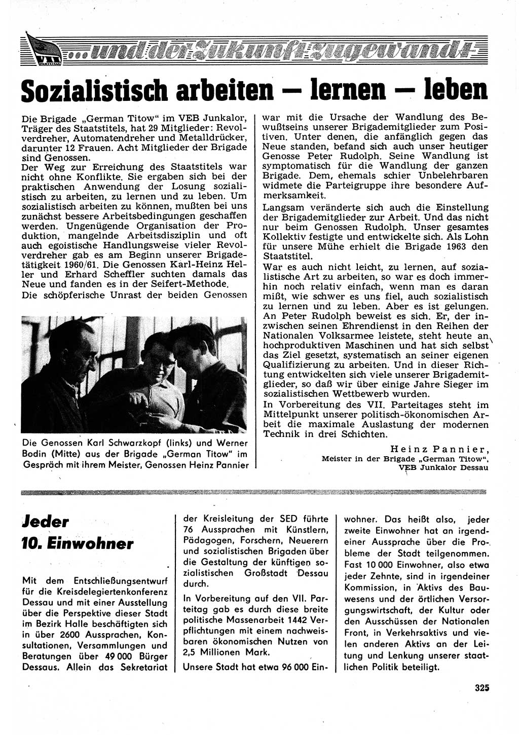 Neuer Weg (NW), Organ des Zentralkomitees (ZK) der SED (Sozialistische Einheitspartei Deutschlands) für Fragen des Parteilebens, 22. Jahrgang [Deutsche Demokratische Republik (DDR)] 1967, Seite 325 (NW ZK SED DDR 1967, S. 325)