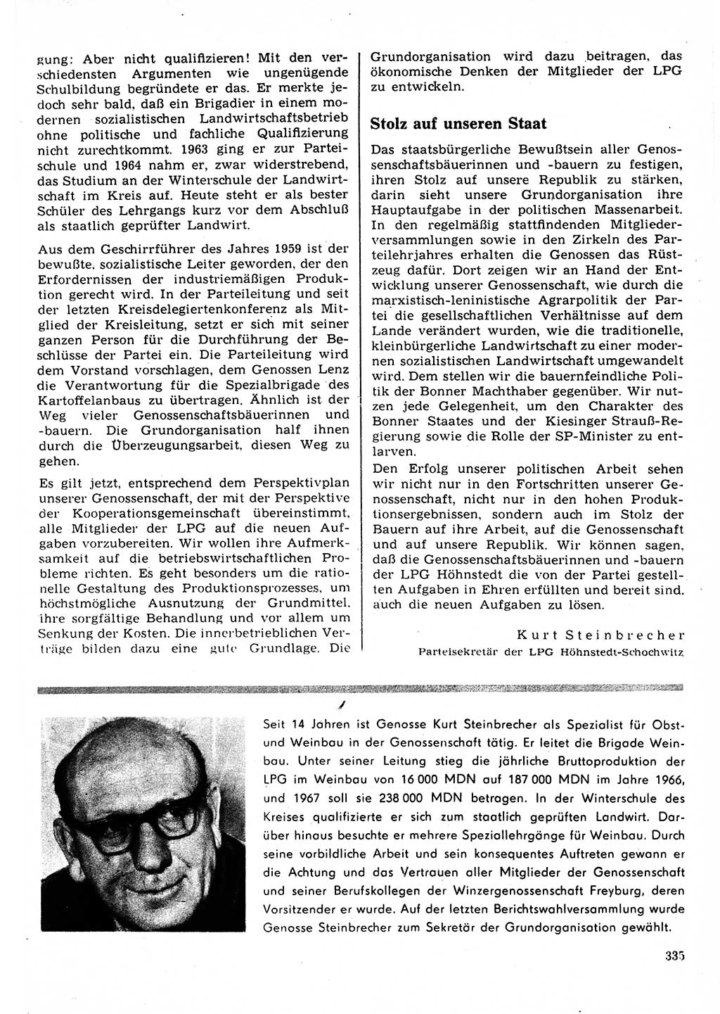 Neuer Weg (NW), Organ des Zentralkomitees (ZK) der SED (Sozialistische Einheitspartei Deutschlands) für Fragen des Parteilebens, 22. Jahrgang [Deutsche Demokratische Republik (DDR)] 1967, Seite 335 (NW ZK SED DDR 1967, S. 335)