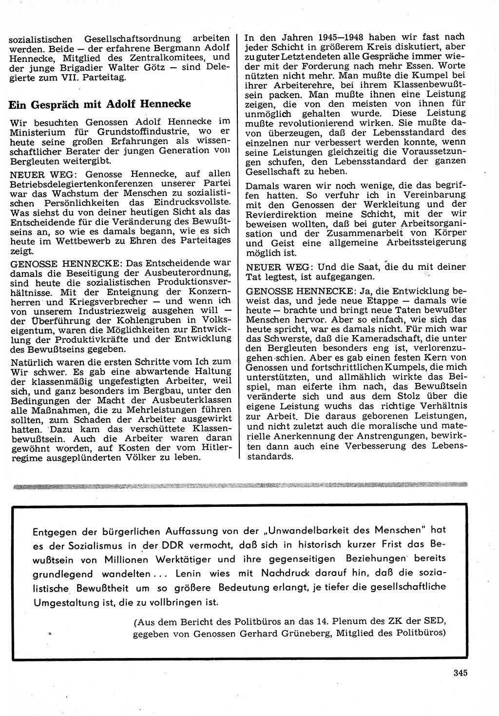Neuer Weg (NW), Organ des Zentralkomitees (ZK) der SED (Sozialistische Einheitspartei Deutschlands) für Fragen des Parteilebens, 22. Jahrgang [Deutsche Demokratische Republik (DDR)] 1967, Seite 345 (NW ZK SED DDR 1967, S. 345)