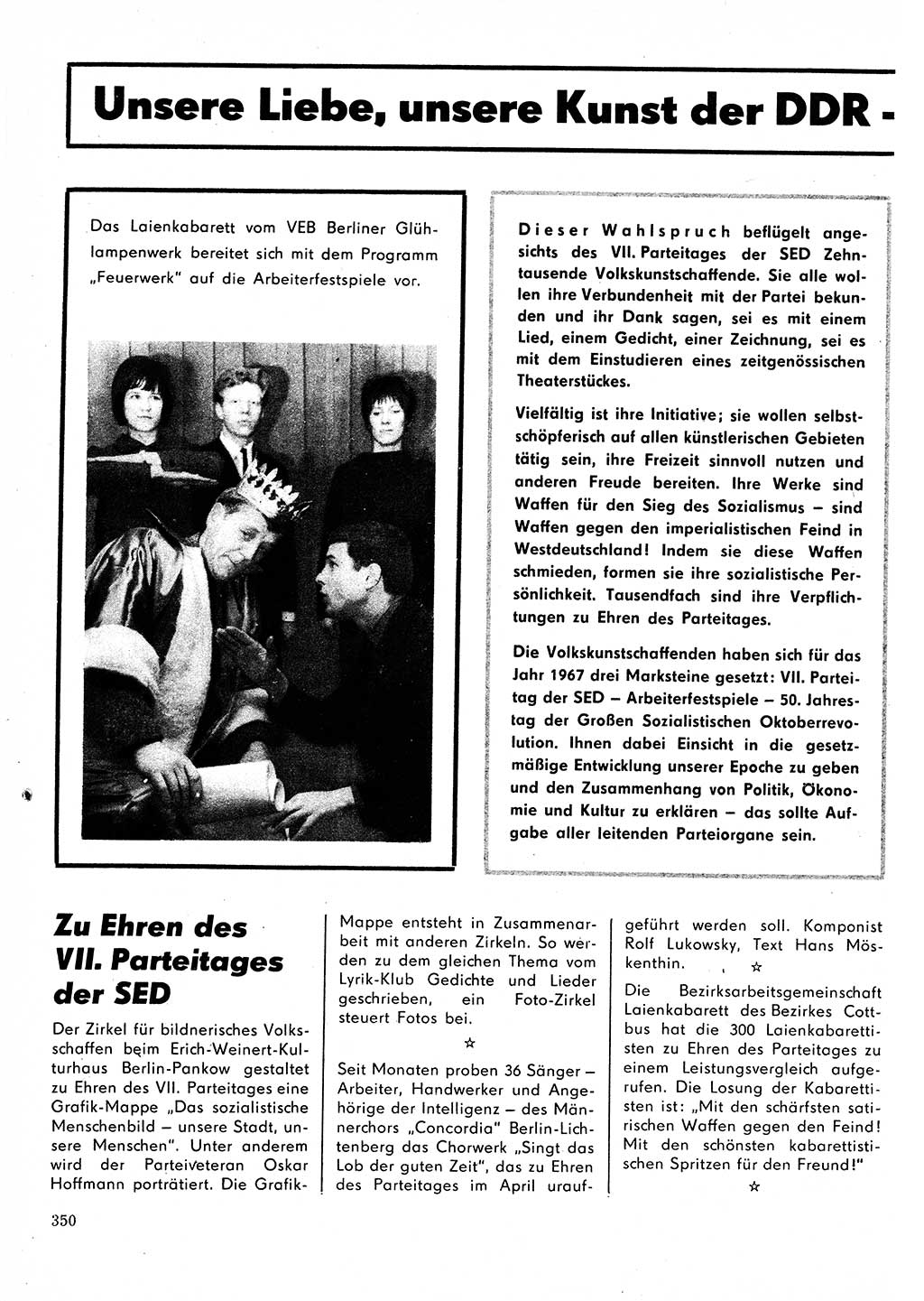 Neuer Weg (NW), Organ des Zentralkomitees (ZK) der SED (Sozialistische Einheitspartei Deutschlands) für Fragen des Parteilebens, 22. Jahrgang [Deutsche Demokratische Republik (DDR)] 1967, Seite 350 (NW ZK SED DDR 1967, S. 350)