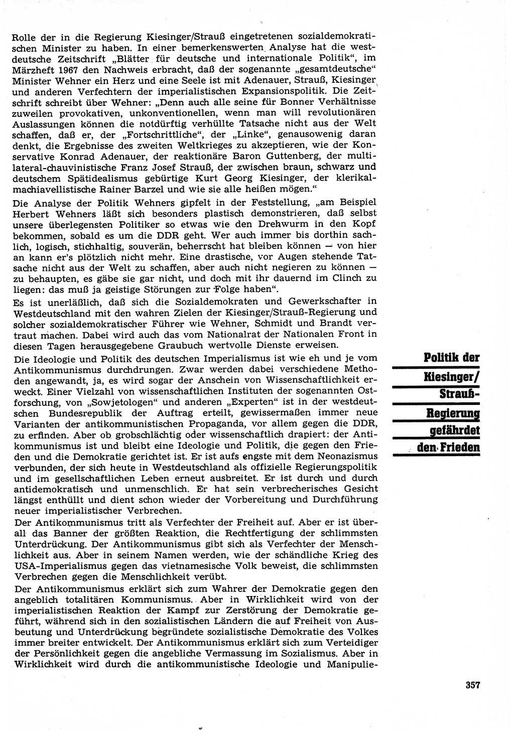 Neuer Weg (NW), Organ des Zentralkomitees (ZK) der SED (Sozialistische Einheitspartei Deutschlands) für Fragen des Parteilebens, 22. Jahrgang [Deutsche Demokratische Republik (DDR)] 1967, Seite 357 (NW ZK SED DDR 1967, S. 357)