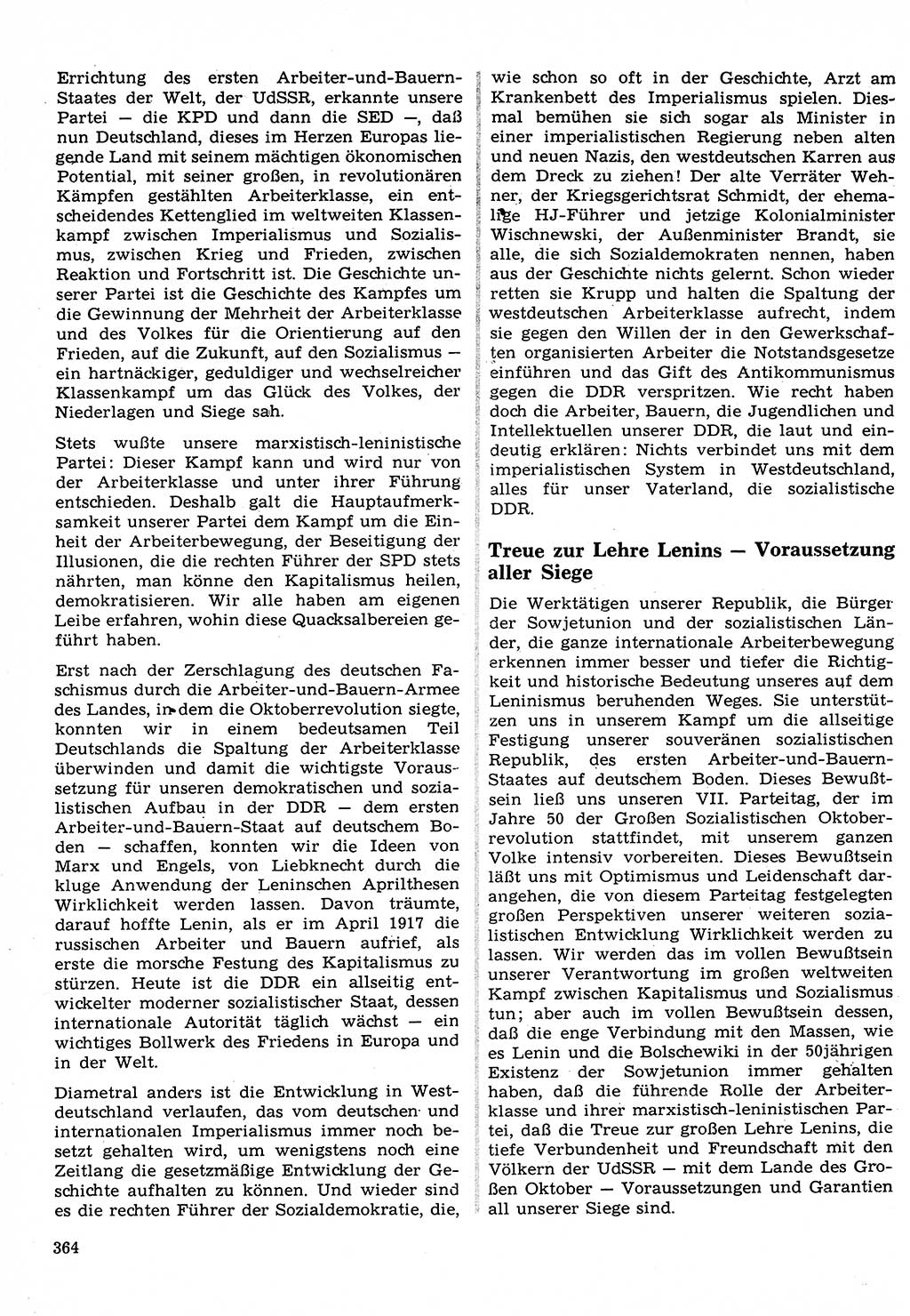 Neuer Weg (NW), Organ des Zentralkomitees (ZK) der SED (Sozialistische Einheitspartei Deutschlands) für Fragen des Parteilebens, 22. Jahrgang [Deutsche Demokratische Republik (DDR)] 1967, Seite 364 (NW ZK SED DDR 1967, S. 364)