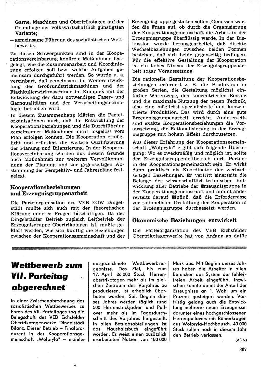 Neuer Weg (NW), Organ des Zentralkomitees (ZK) der SED (Sozialistische Einheitspartei Deutschlands) für Fragen des Parteilebens, 22. Jahrgang [Deutsche Demokratische Republik (DDR)] 1967, Seite 367 (NW ZK SED DDR 1967, S. 367)