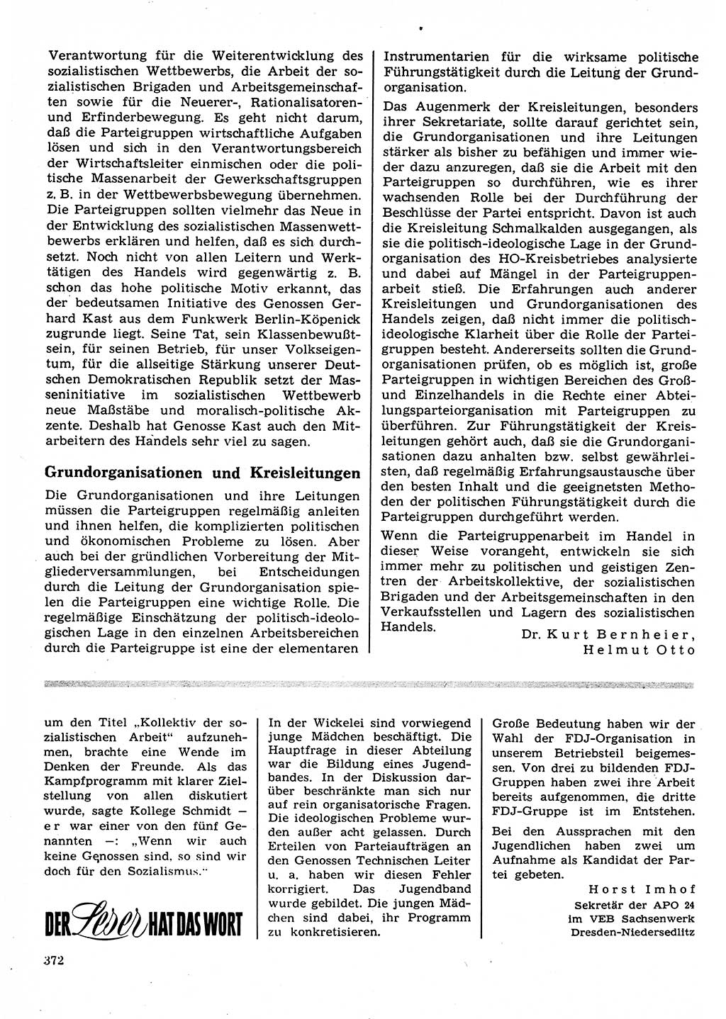 Neuer Weg (NW), Organ des Zentralkomitees (ZK) der SED (Sozialistische Einheitspartei Deutschlands) für Fragen des Parteilebens, 22. Jahrgang [Deutsche Demokratische Republik (DDR)] 1967, Seite 372 (NW ZK SED DDR 1967, S. 372)