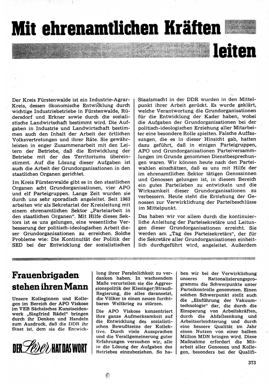 Neuer Weg (NW), Organ des Zentralkomitees (ZK) der SED (Sozialistische Einheitspartei Deutschlands) für Fragen des Parteilebens, 22. Jahrgang [Deutsche Demokratische Republik (DDR)] 1967, Seite 373 (NW ZK SED DDR 1967, S. 373)