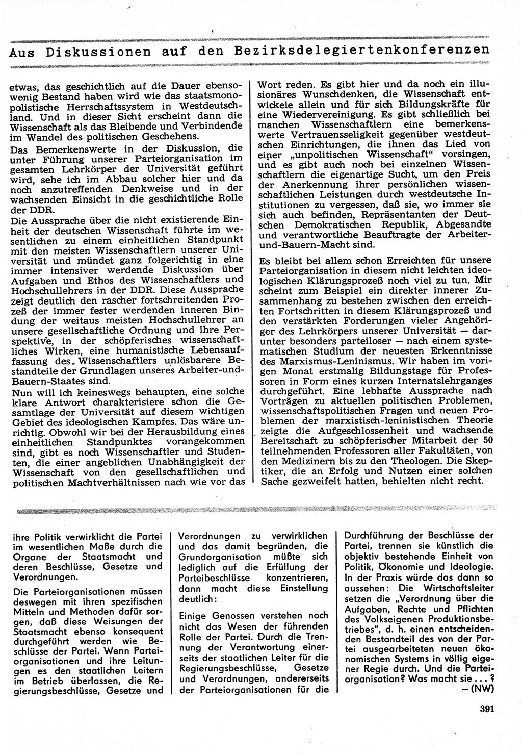 Neuer Weg (NW), Organ des Zentralkomitees (ZK) der SED (Sozialistische Einheitspartei Deutschlands) für Fragen des Parteilebens, 22. Jahrgang [Deutsche Demokratische Republik (DDR)] 1967, Seite 391 (NW ZK SED DDR 1967, S. 391)