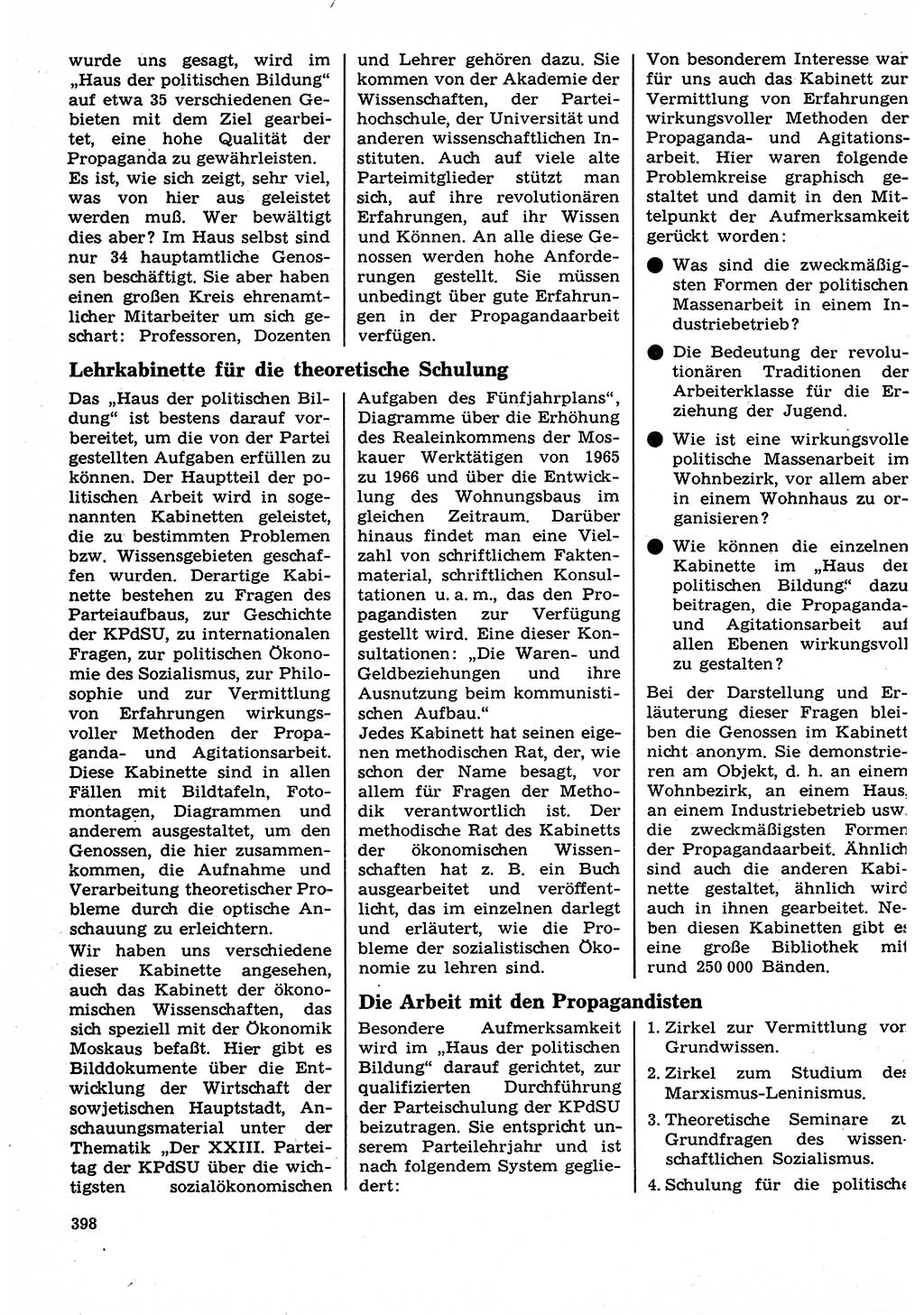Neuer Weg (NW), Organ des Zentralkomitees (ZK) der SED (Sozialistische Einheitspartei Deutschlands) für Fragen des Parteilebens, 22. Jahrgang [Deutsche Demokratische Republik (DDR)] 1967, Seite 398 (NW ZK SED DDR 1967, S. 398)
