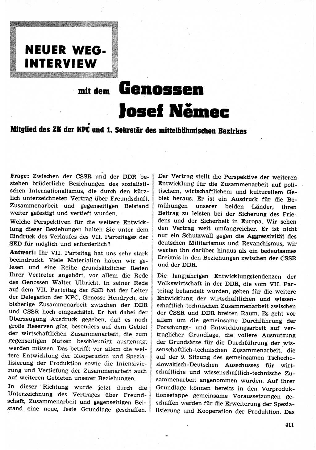 Neuer Weg (NW), Organ des Zentralkomitees (ZK) der SED (Sozialistische Einheitspartei Deutschlands) für Fragen des Parteilebens, 22. Jahrgang [Deutsche Demokratische Republik (DDR)] 1967, Seite 411 (NW ZK SED DDR 1967, S. 411)