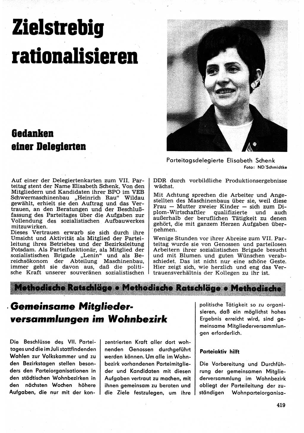 Neuer Weg (NW), Organ des Zentralkomitees (ZK) der SED (Sozialistische Einheitspartei Deutschlands) für Fragen des Parteilebens, 22. Jahrgang [Deutsche Demokratische Republik (DDR)] 1967, Seite 419 (NW ZK SED DDR 1967, S. 419)