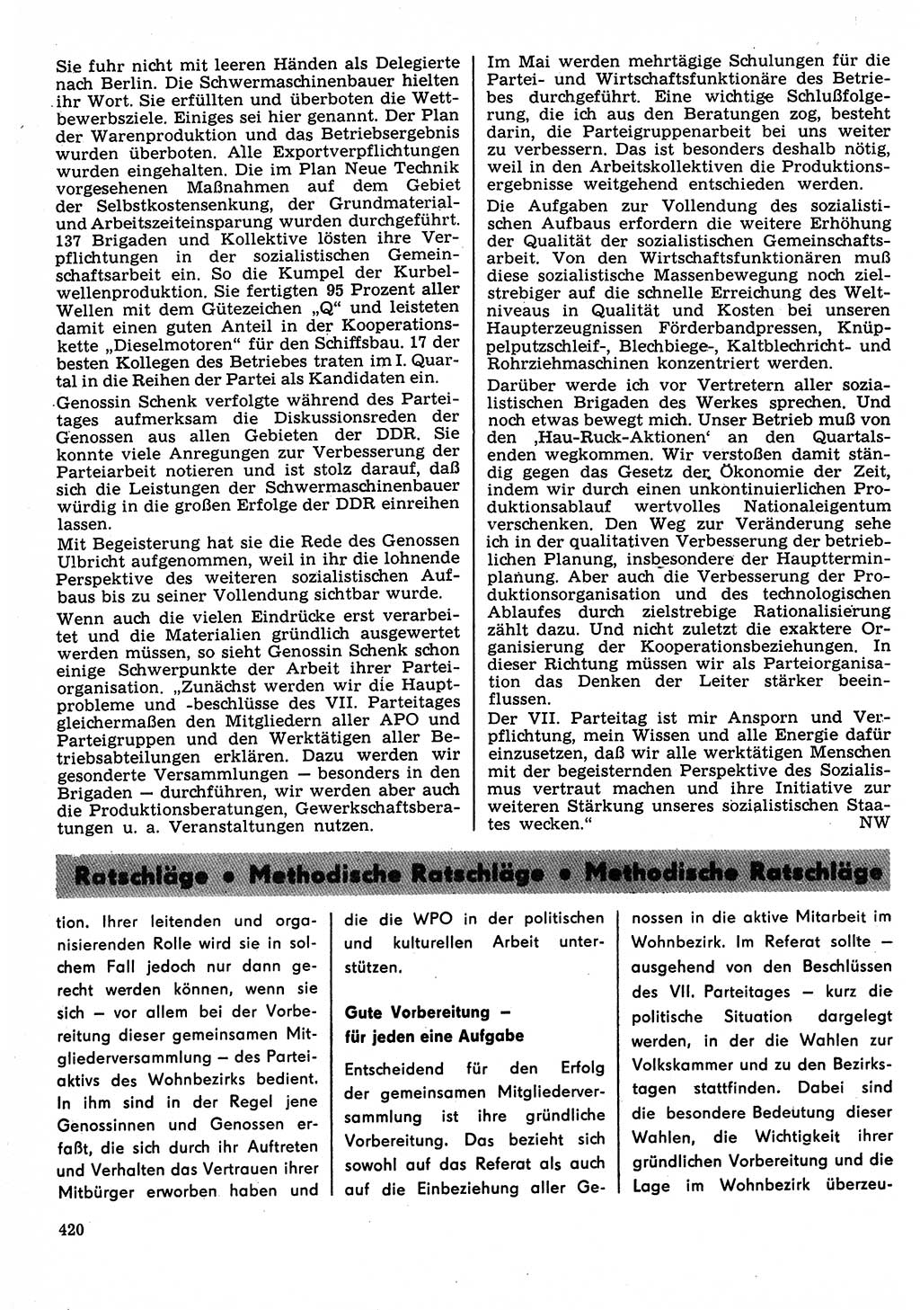 Neuer Weg (NW), Organ des Zentralkomitees (ZK) der SED (Sozialistische Einheitspartei Deutschlands) für Fragen des Parteilebens, 22. Jahrgang [Deutsche Demokratische Republik (DDR)] 1967, Seite 420 (NW ZK SED DDR 1967, S. 420)
