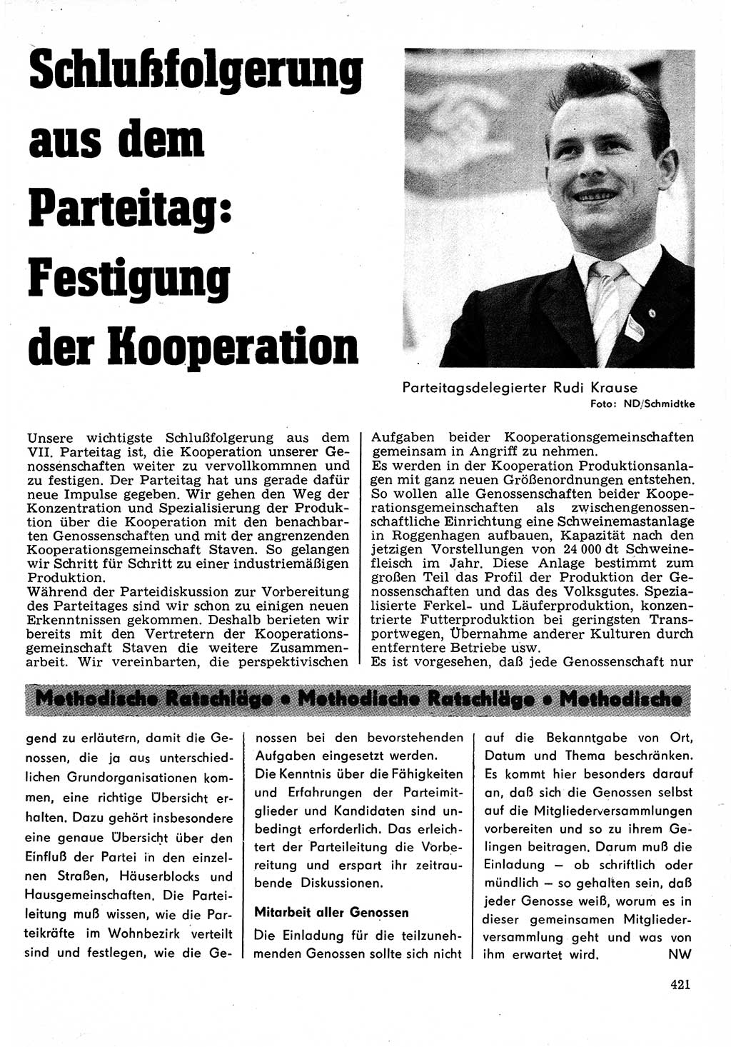 Neuer Weg (NW), Organ des Zentralkomitees (ZK) der SED (Sozialistische Einheitspartei Deutschlands) für Fragen des Parteilebens, 22. Jahrgang [Deutsche Demokratische Republik (DDR)] 1967, Seite 421 (NW ZK SED DDR 1967, S. 421)