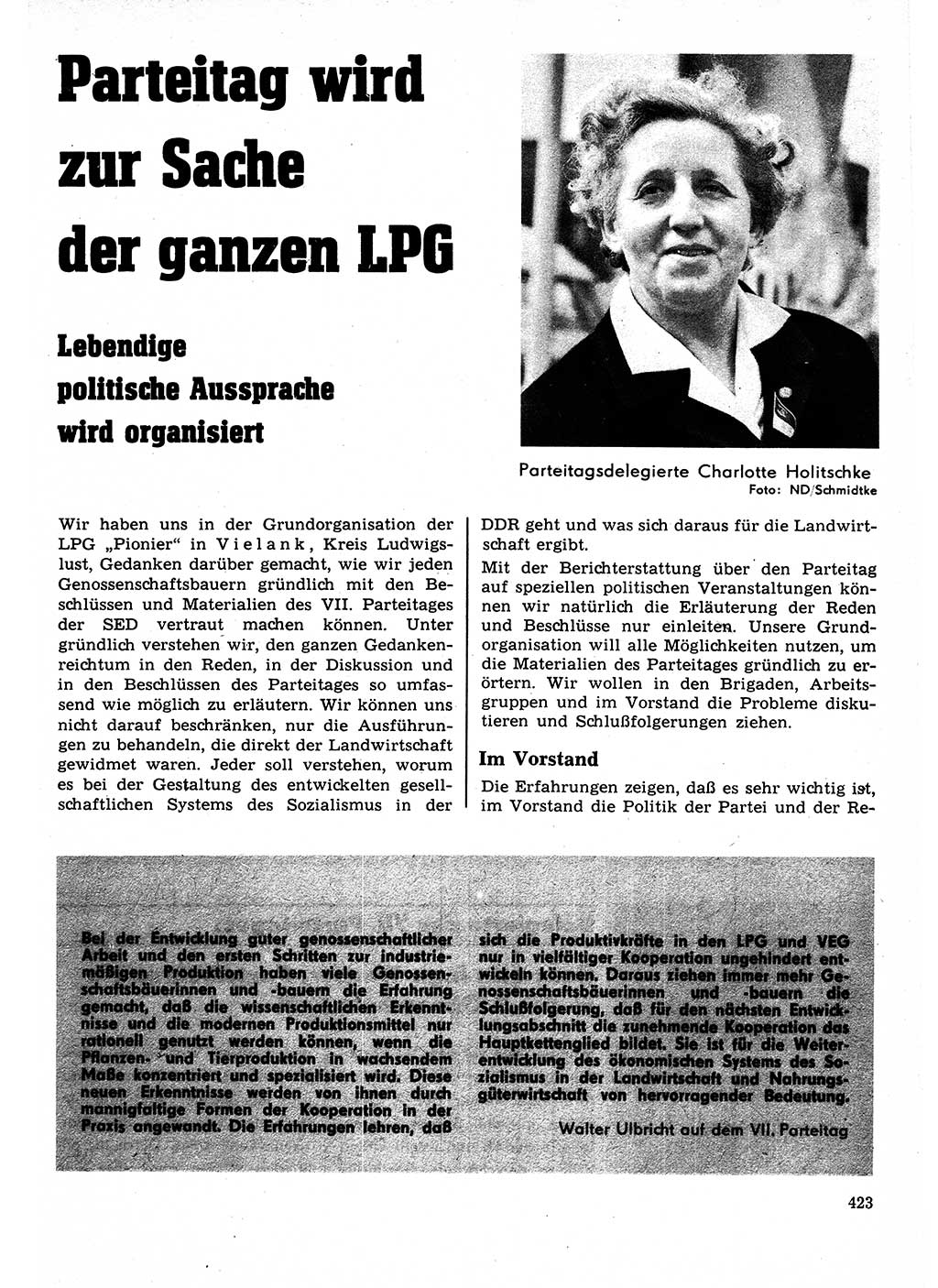 Neuer Weg (NW), Organ des Zentralkomitees (ZK) der SED (Sozialistische Einheitspartei Deutschlands) für Fragen des Parteilebens, 22. Jahrgang [Deutsche Demokratische Republik (DDR)] 1967, Seite 423 (NW ZK SED DDR 1967, S. 423)