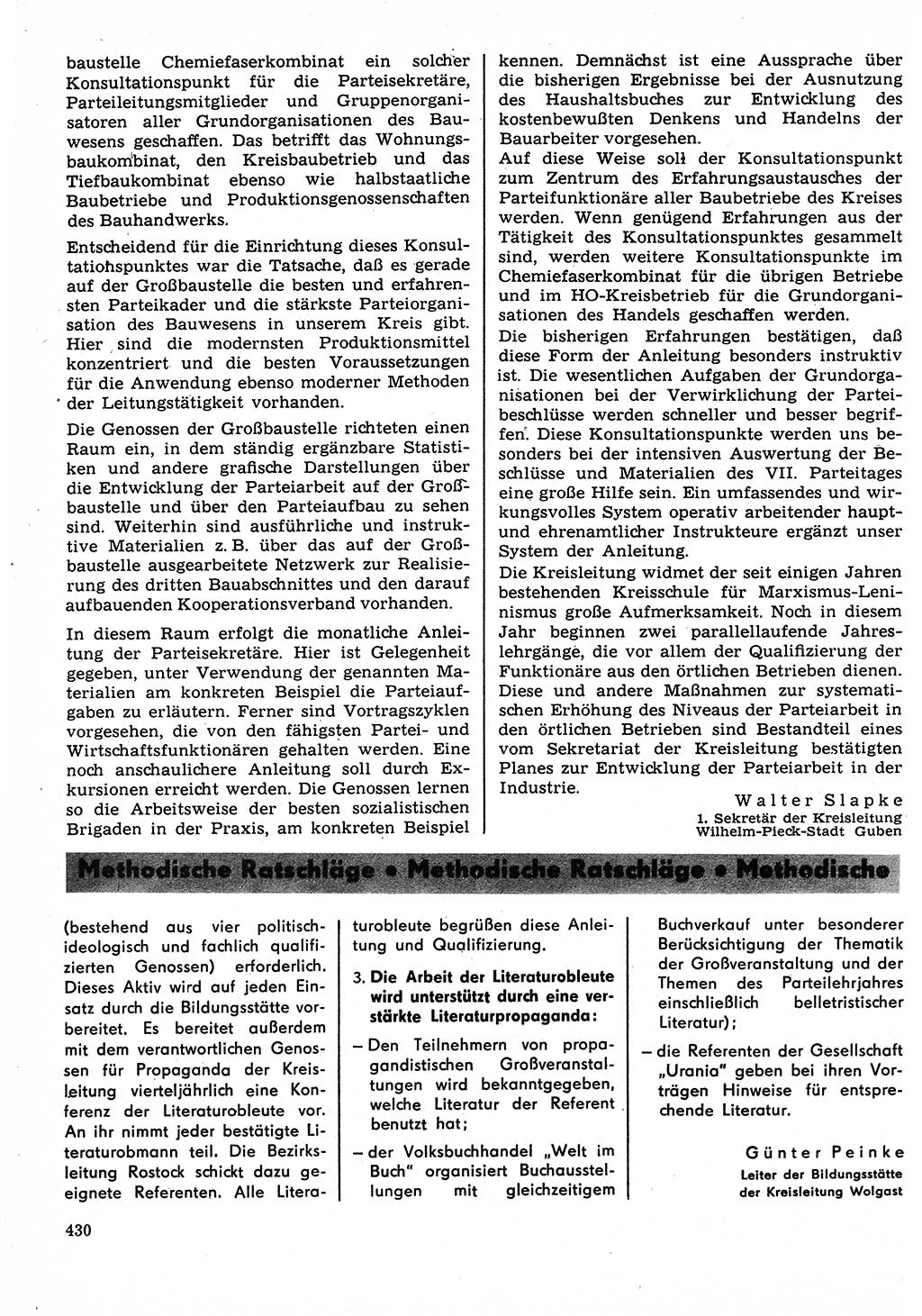 Neuer Weg (NW), Organ des Zentralkomitees (ZK) der SED (Sozialistische Einheitspartei Deutschlands) für Fragen des Parteilebens, 22. Jahrgang [Deutsche Demokratische Republik (DDR)] 1967, Seite 430 (NW ZK SED DDR 1967, S. 430)