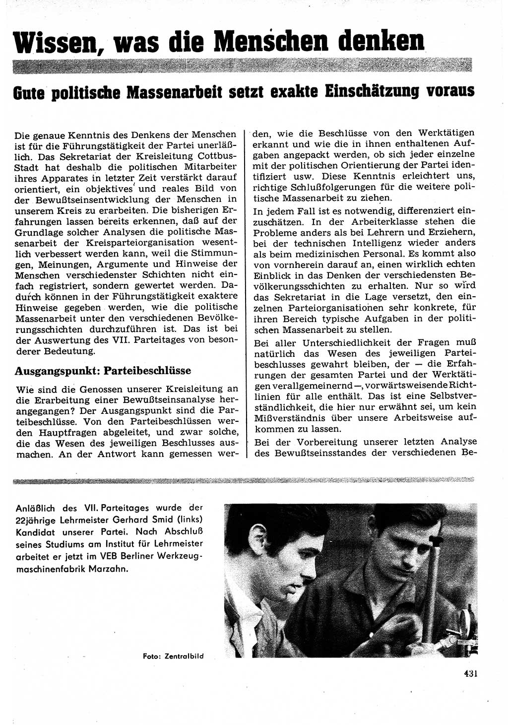 Neuer Weg (NW), Organ des Zentralkomitees (ZK) der SED (Sozialistische Einheitspartei Deutschlands) für Fragen des Parteilebens, 22. Jahrgang [Deutsche Demokratische Republik (DDR)] 1967, Seite 431 (NW ZK SED DDR 1967, S. 431)