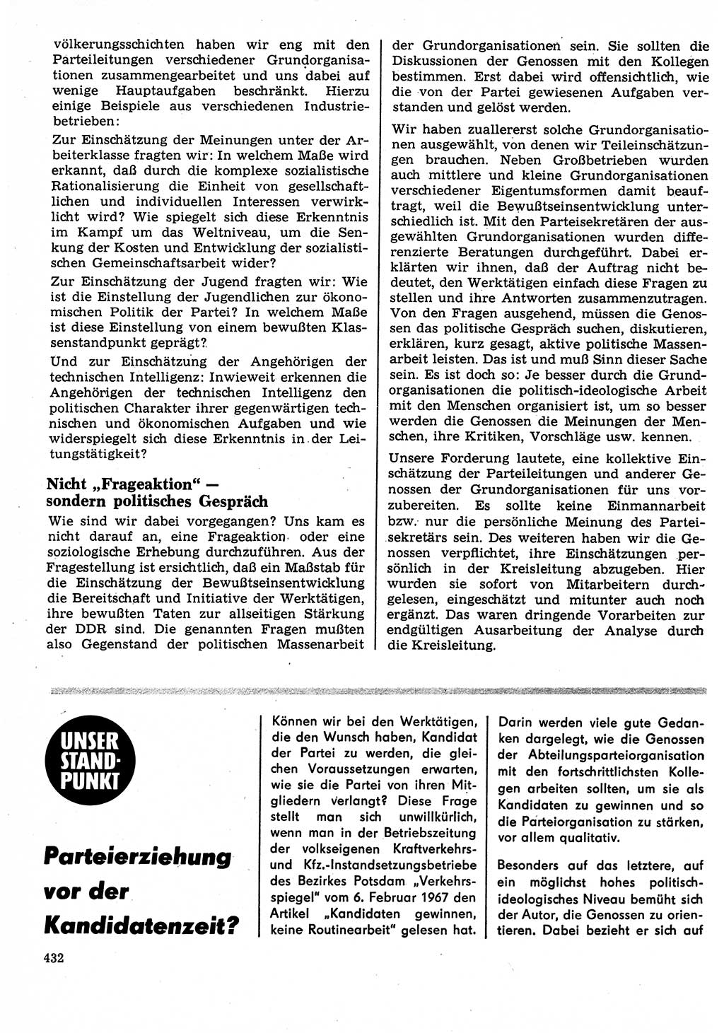Neuer Weg (NW), Organ des Zentralkomitees (ZK) der SED (Sozialistische Einheitspartei Deutschlands) für Fragen des Parteilebens, 22. Jahrgang [Deutsche Demokratische Republik (DDR)] 1967, Seite 432 (NW ZK SED DDR 1967, S. 432)