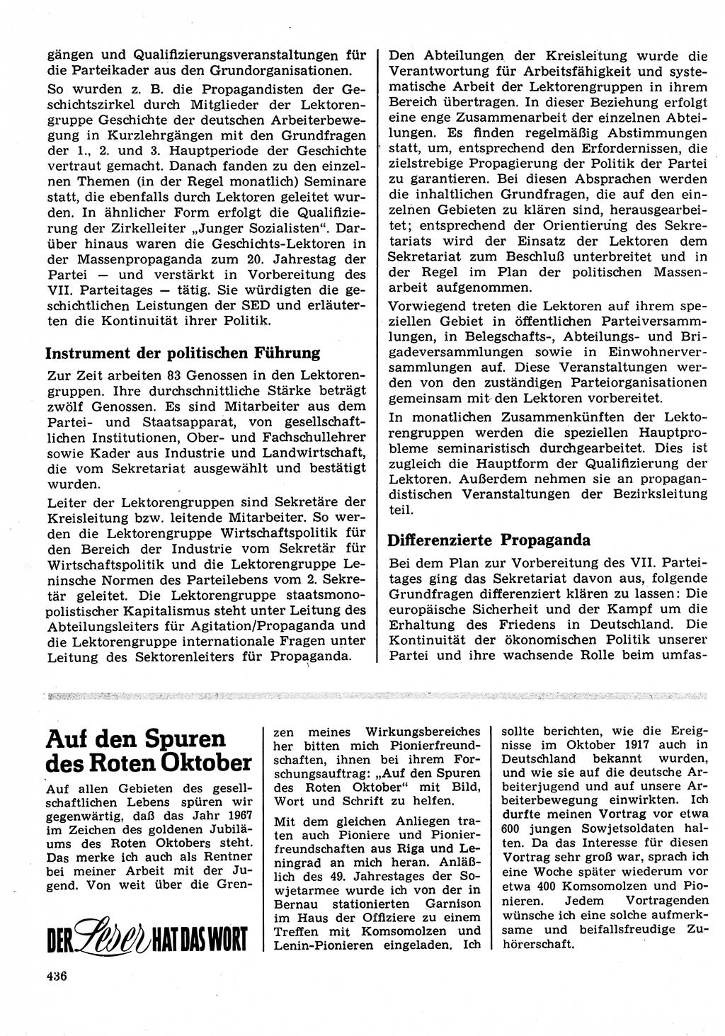 Neuer Weg (NW), Organ des Zentralkomitees (ZK) der SED (Sozialistische Einheitspartei Deutschlands) für Fragen des Parteilebens, 22. Jahrgang [Deutsche Demokratische Republik (DDR)] 1967, Seite 436 (NW ZK SED DDR 1967, S. 436)