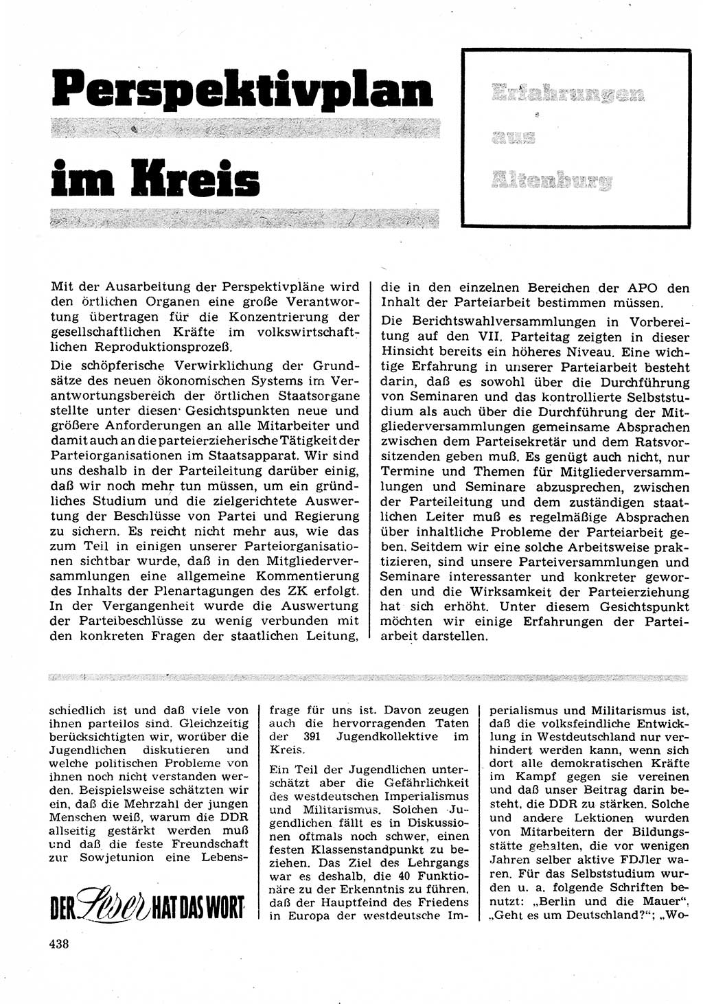 Neuer Weg (NW), Organ des Zentralkomitees (ZK) der SED (Sozialistische Einheitspartei Deutschlands) für Fragen des Parteilebens, 22. Jahrgang [Deutsche Demokratische Republik (DDR)] 1967, Seite 438 (NW ZK SED DDR 1967, S. 438)