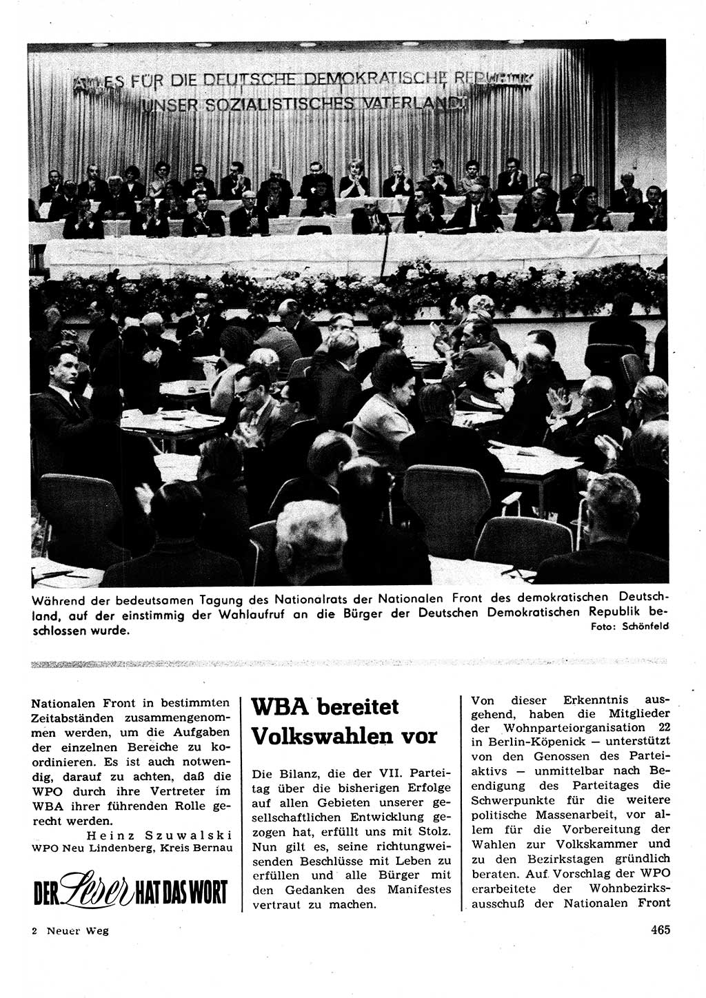 Neuer Weg (NW), Organ des Zentralkomitees (ZK) der SED (Sozialistische Einheitspartei Deutschlands) für Fragen des Parteilebens, 22. Jahrgang [Deutsche Demokratische Republik (DDR)] 1967, Seite 465 (NW ZK SED DDR 1967, S. 465)