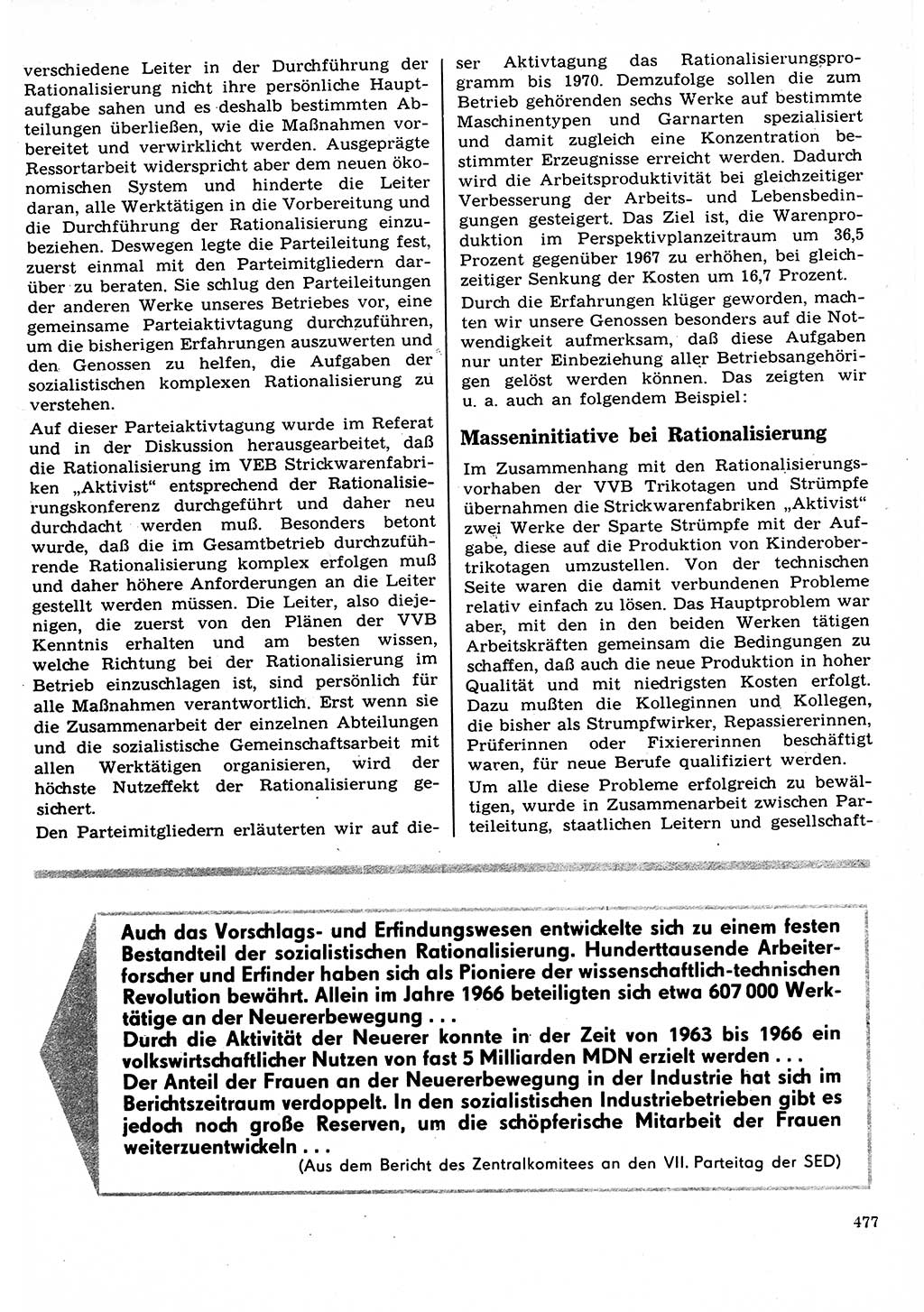 Neuer Weg (NW), Organ des Zentralkomitees (ZK) der SED (Sozialistische Einheitspartei Deutschlands) für Fragen des Parteilebens, 22. Jahrgang [Deutsche Demokratische Republik (DDR)] 1967, Seite 477 (NW ZK SED DDR 1967, S. 477)