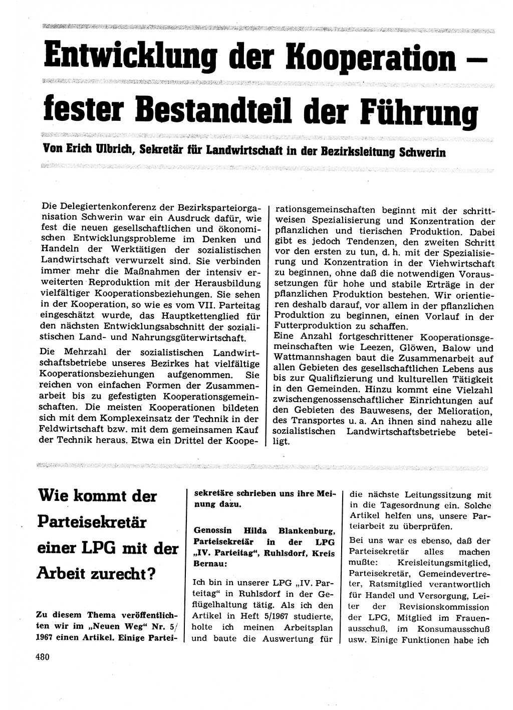 Neuer Weg (NW), Organ des Zentralkomitees (ZK) der SED (Sozialistische Einheitspartei Deutschlands) für Fragen des Parteilebens, 22. Jahrgang [Deutsche Demokratische Republik (DDR)] 1967, Seite 480 (NW ZK SED DDR 1967, S. 480)