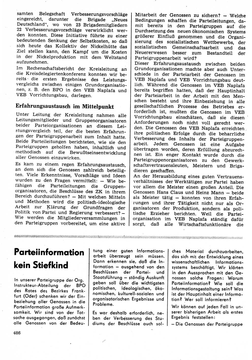 Neuer Weg (NW), Organ des Zentralkomitees (ZK) der SED (Sozialistische Einheitspartei Deutschlands) für Fragen des Parteilebens, 22. Jahrgang [Deutsche Demokratische Republik (DDR)] 1967, Seite 486 (NW ZK SED DDR 1967, S. 486)